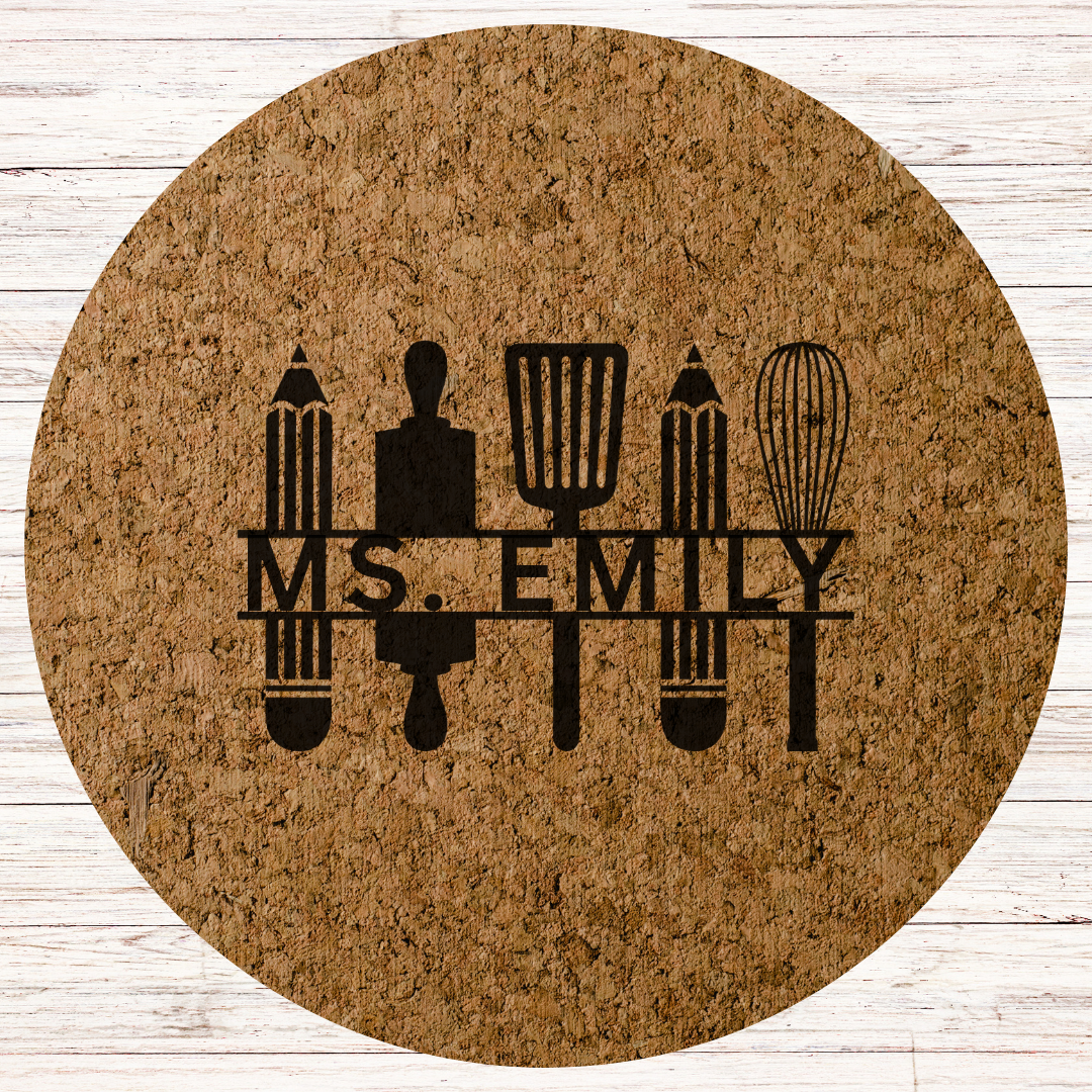 Personalized Teacher Engraved Cork Hot Mat Kitchen Gift –  Heat-Resistant Trivet for Kitchen & Dining
