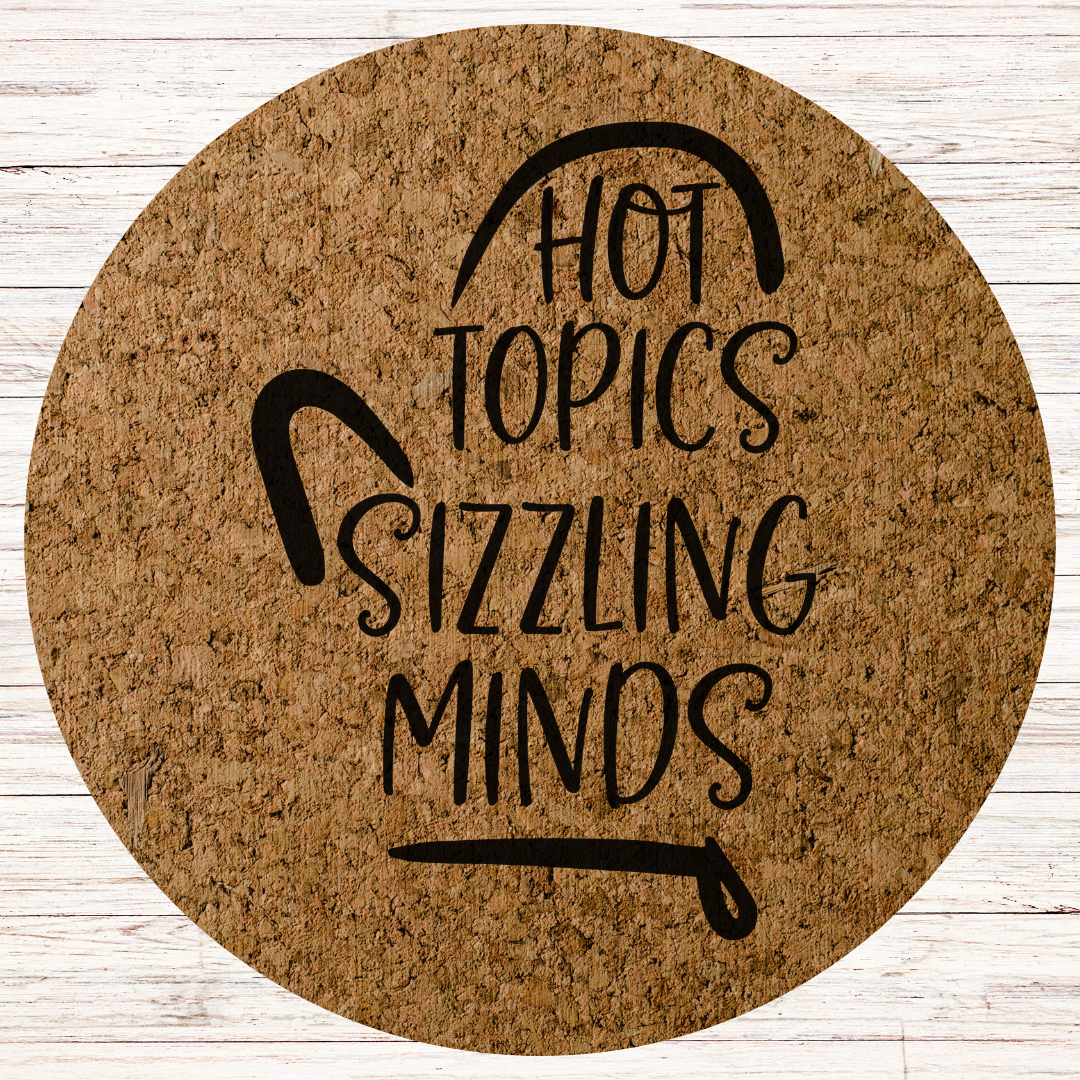 Teacher Engraved Cork Hot Mat Kitchen Gift –  "Hot Topics Sizzling Minds" Heat-Resistant Trivet for Kitchen & Dining