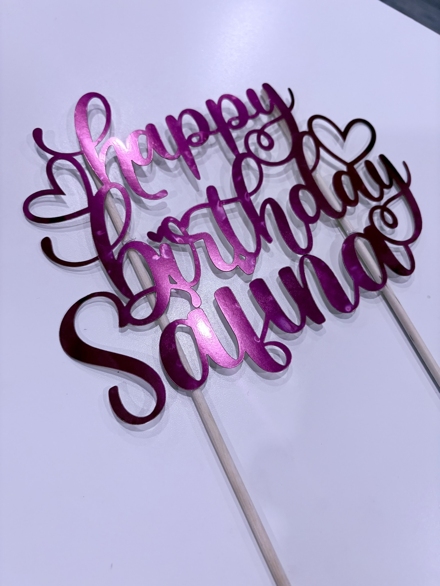 Happy Birthday Cake Topper with Custom Name – Personalized Cardstock Cake Decoration for Birthday Parties