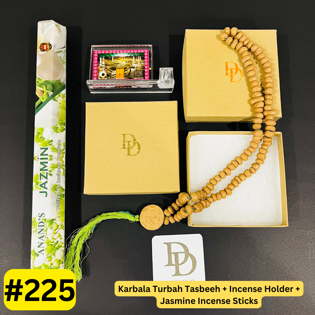 Karbala Turbah and Tasbeeh Giftbox + Incense Holder and Jasmine Incense Sticks