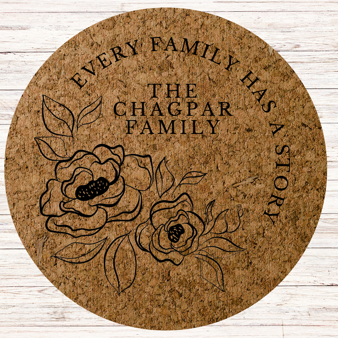 Family Name Engraved Cork Hot Mat Housewarming Kitchen Gift – Heat-Resistant Trivet for Kitchen & Dining