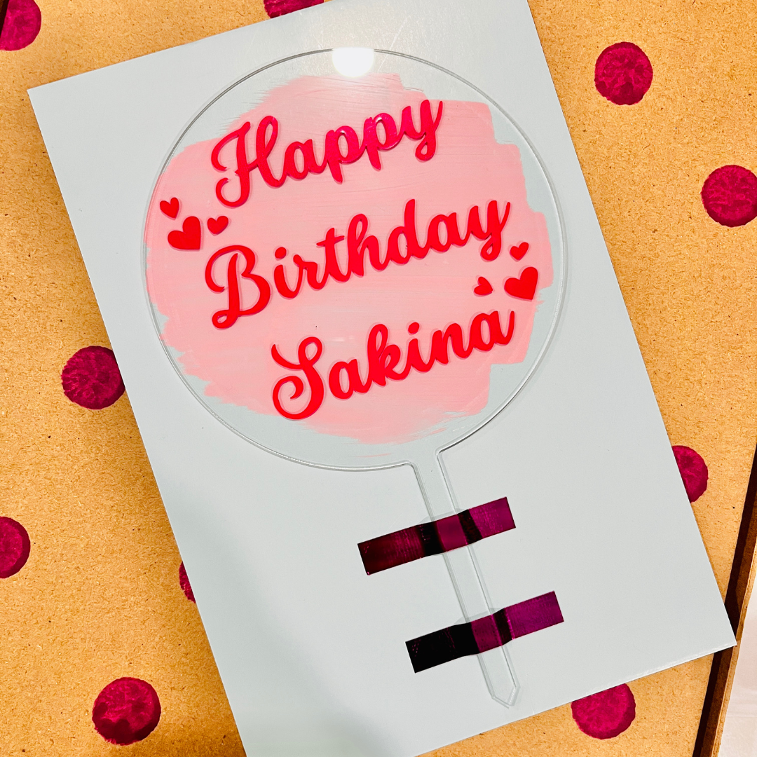 Personalized Round Acrylic Cake Topper – Custom Name, Font & Background Color Birthday Decoration