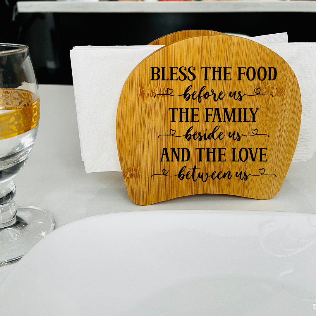 Funny Bamboo Napkin Holder for Mom – Laser-Engraved Wooden Holder for Thanksgiving & Christmas Table Décor