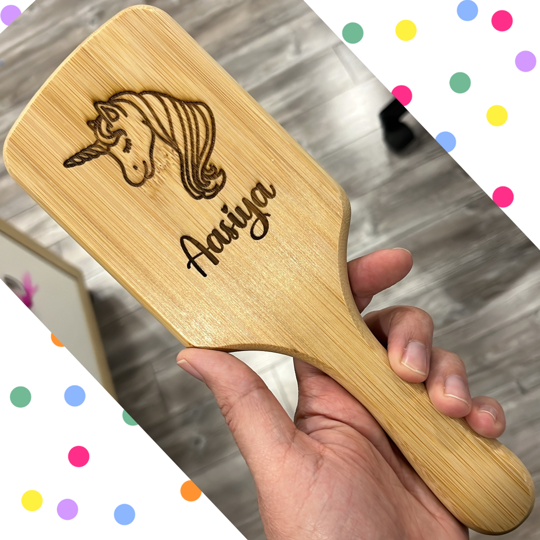 Personalized Unicorn Wooden Hair Brush