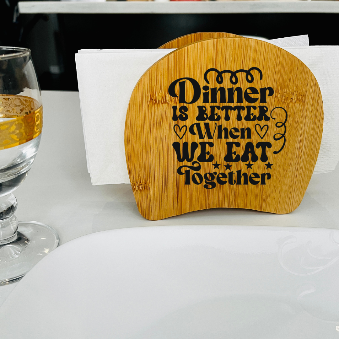Funny Bamboo Napkin Holder for Mom – Laser-Engraved Wooden Holder for Thanksgiving & Christmas Table Décor