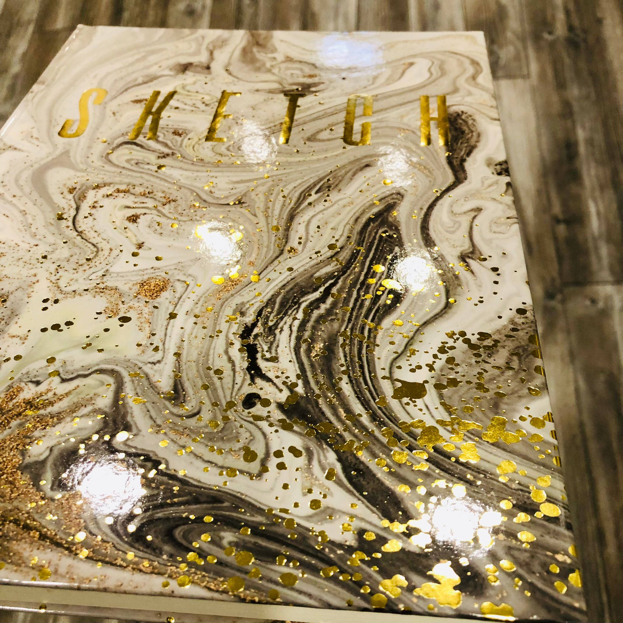 Personalized Cream and Gold Sketchbook, Gold Embossed Drawing Book, Custom Name Vinyl Decal Doodle Book, Personalised Journal Book for her