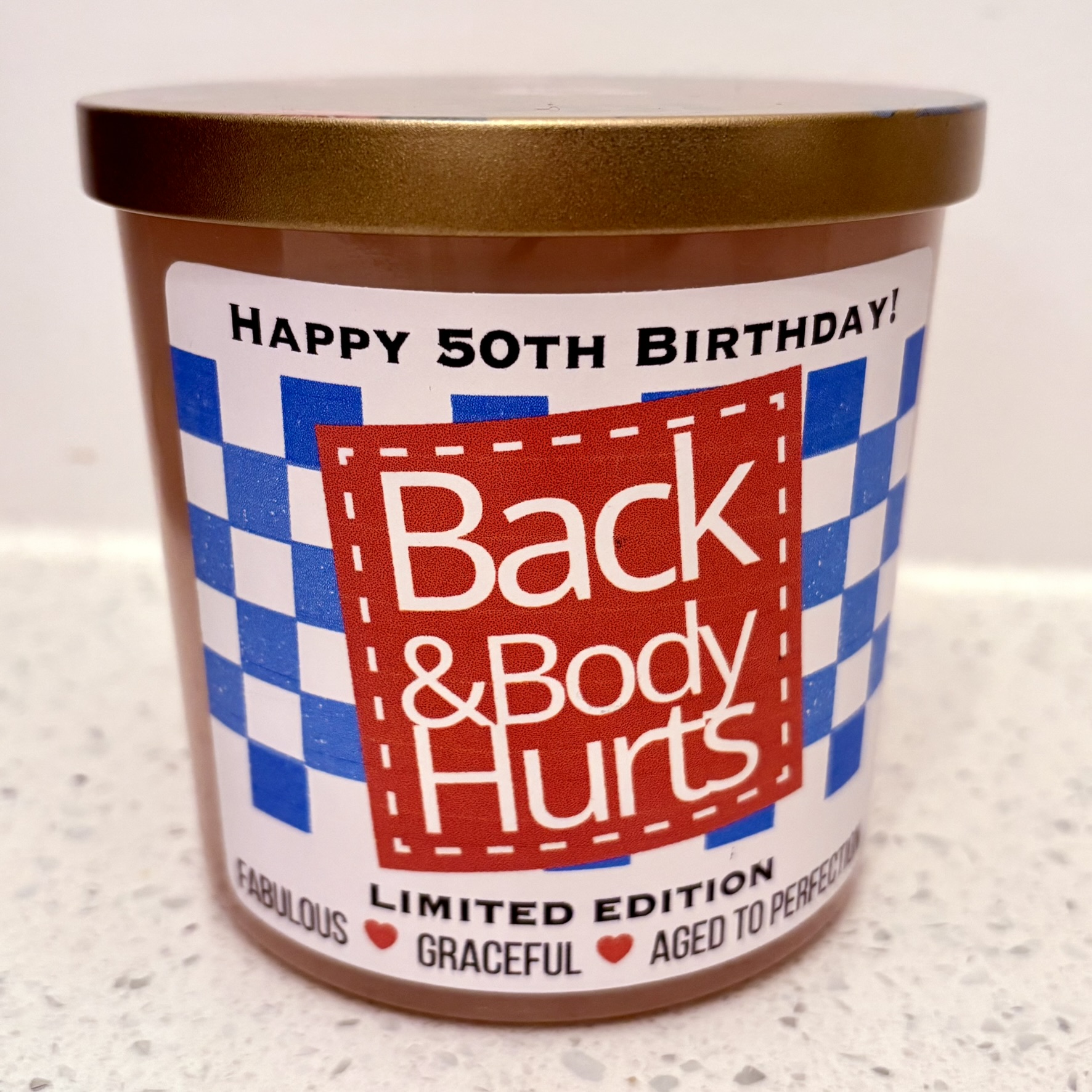 Custom Age Funny Candle Sticker, Back and Body Hurts