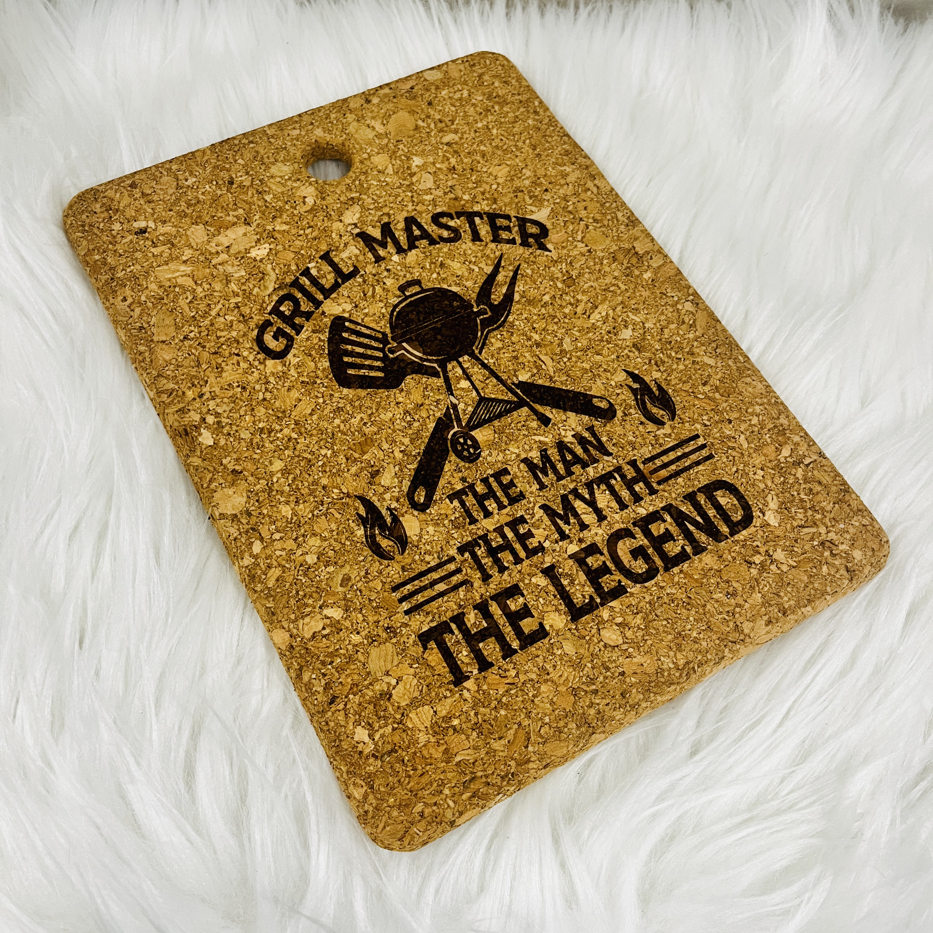 Engraved Cork Hot Mat – Grill Master | BBQ Trivet for Dad, Outdoor Cooking & Kitchen