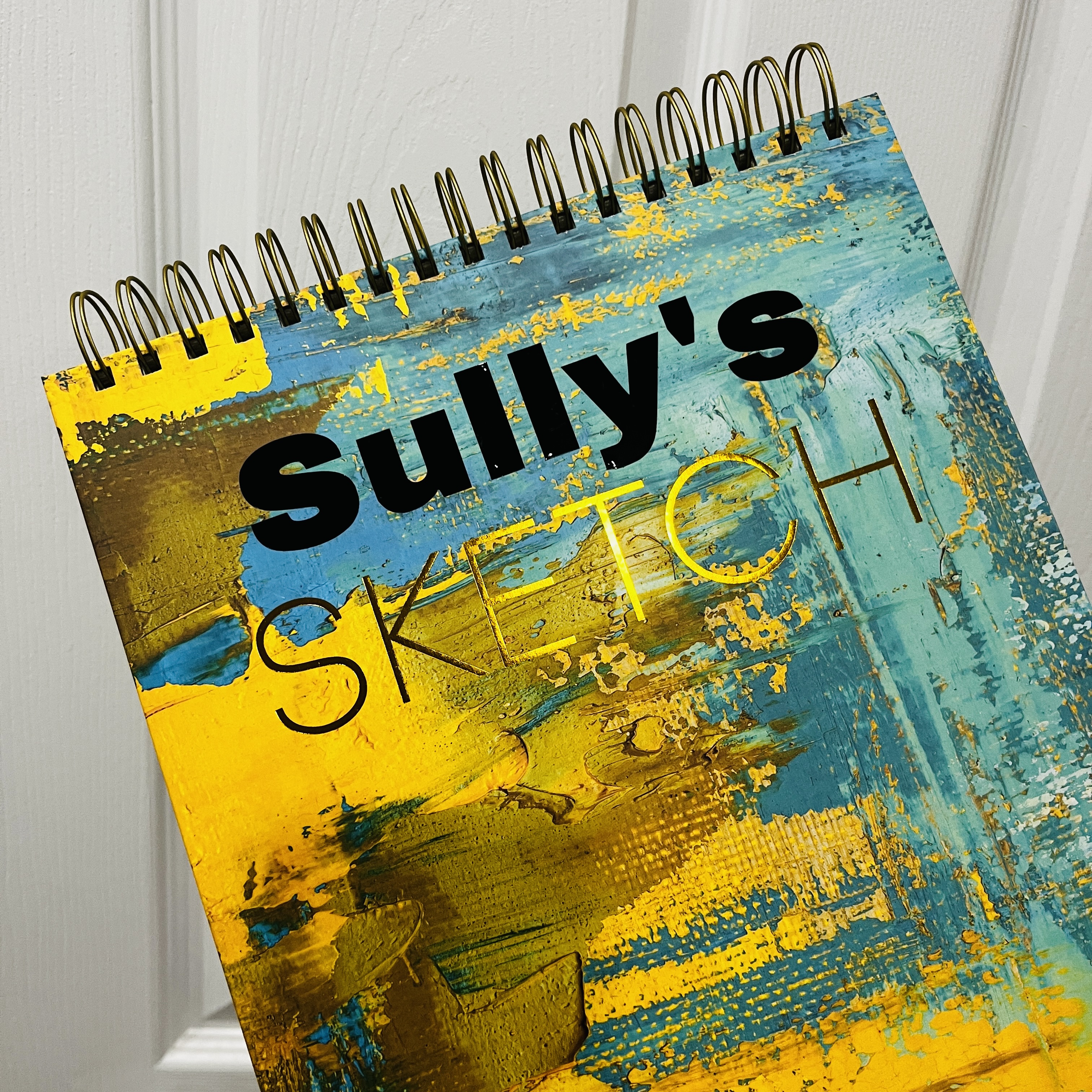 Personalized Gold Embossed Sketchbook Gift for Artist,  Hardcover Sketchbook for Down Syndrome, Custom Spiral Bound Drawing book Gift her