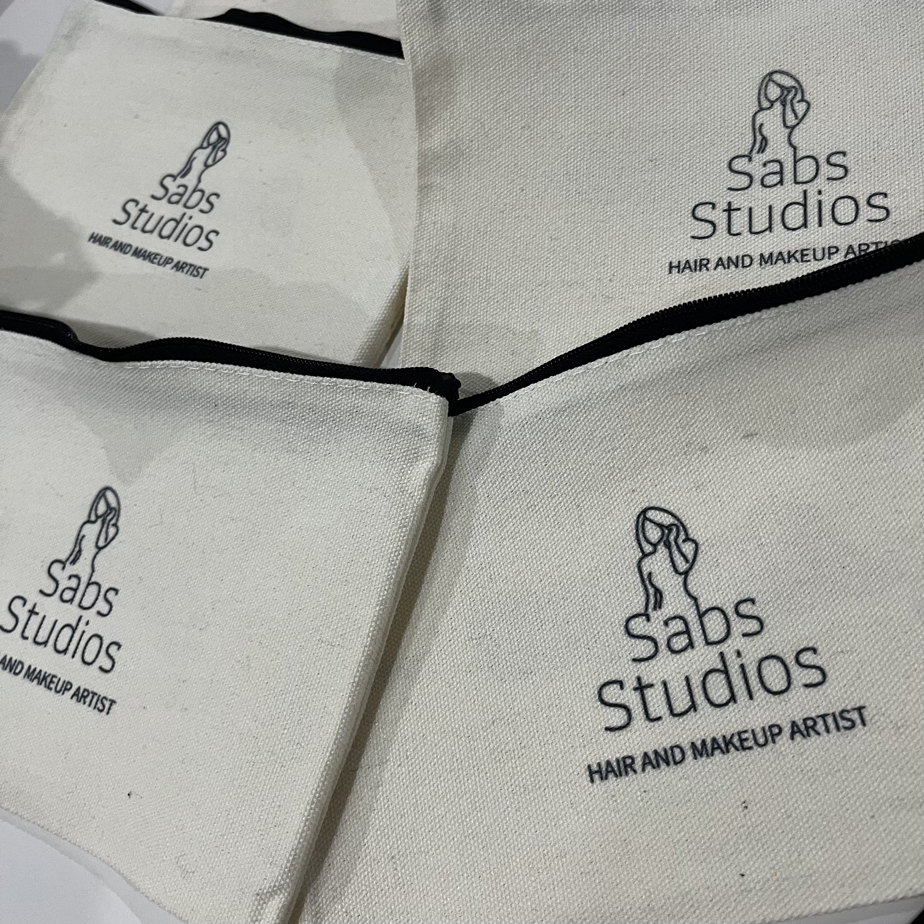 Custom Printed Business Name Canvas Zipper Pouches