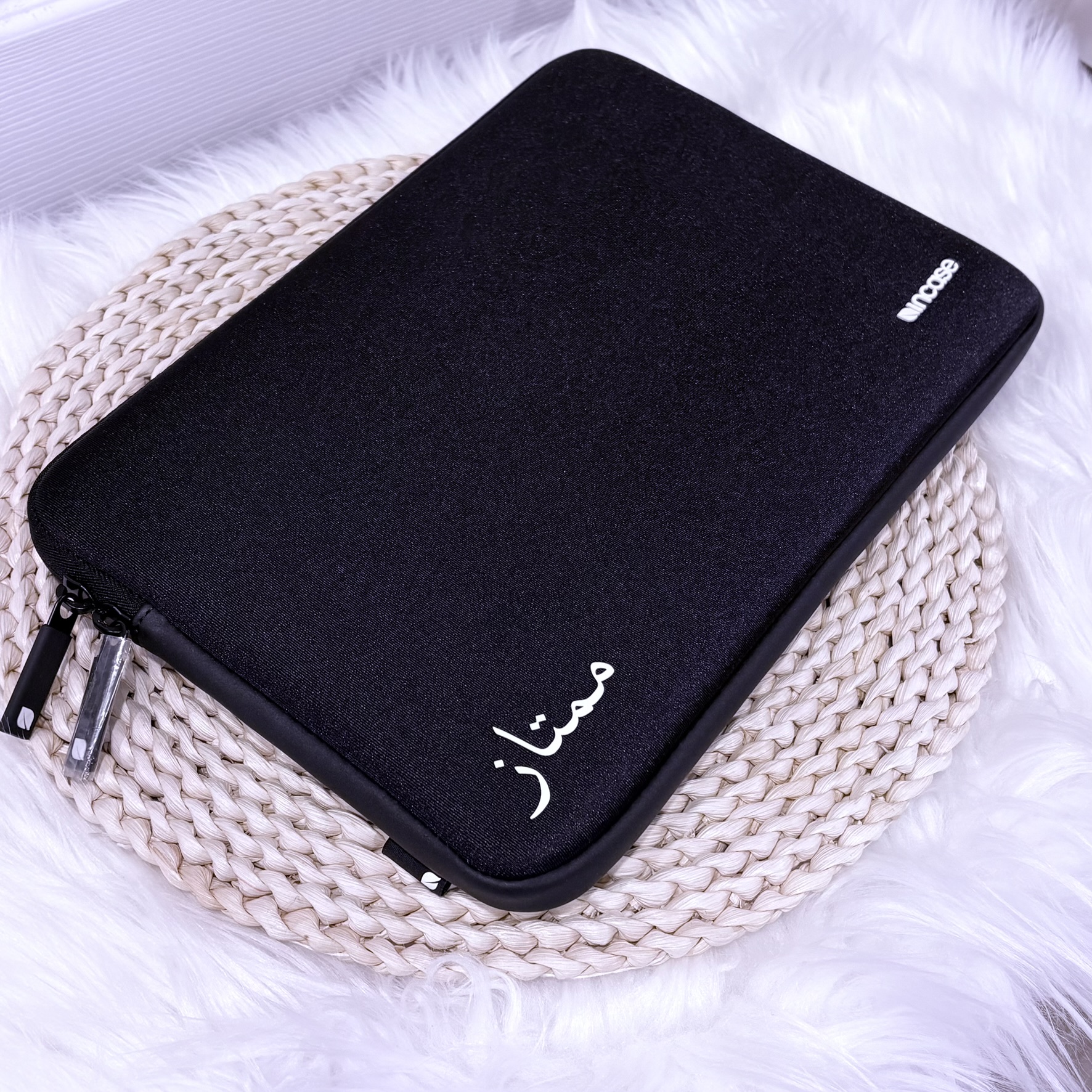 Personalized 12.5" Black Zippered Ipad case with plush lining, Custom Ipad Pro Case, Black Ipad Air Case, Laptop Protective Case Gift