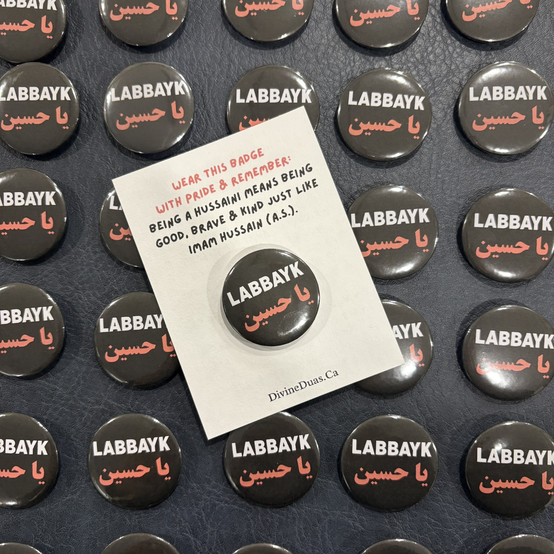 Labbayk Ya Hussain Badge Pin, Muharram Tabarruk Gift for Kids, Shia Islamic Favor