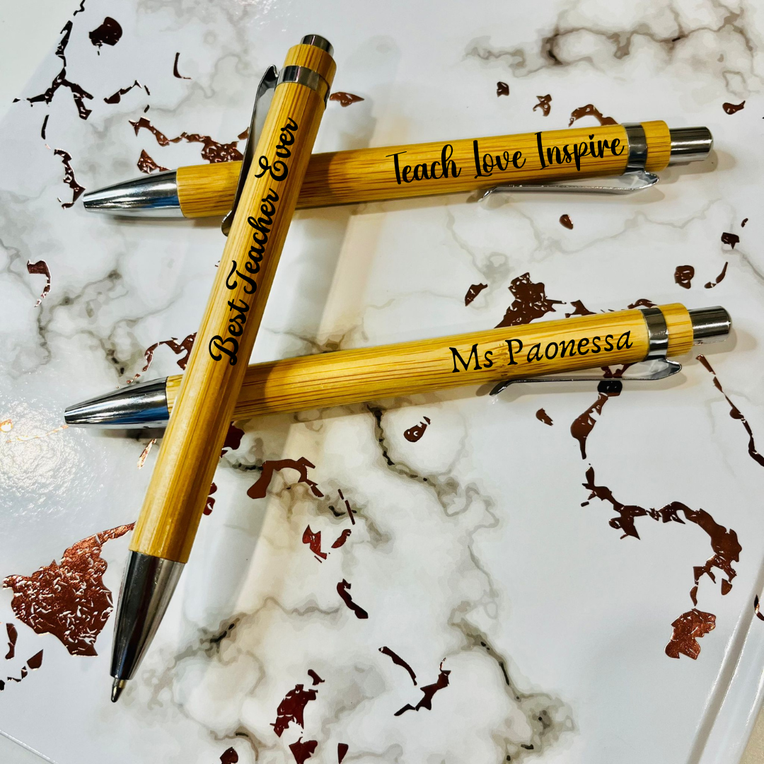Custom Engraved Teacher Pen Gifts in Velvet Pouch