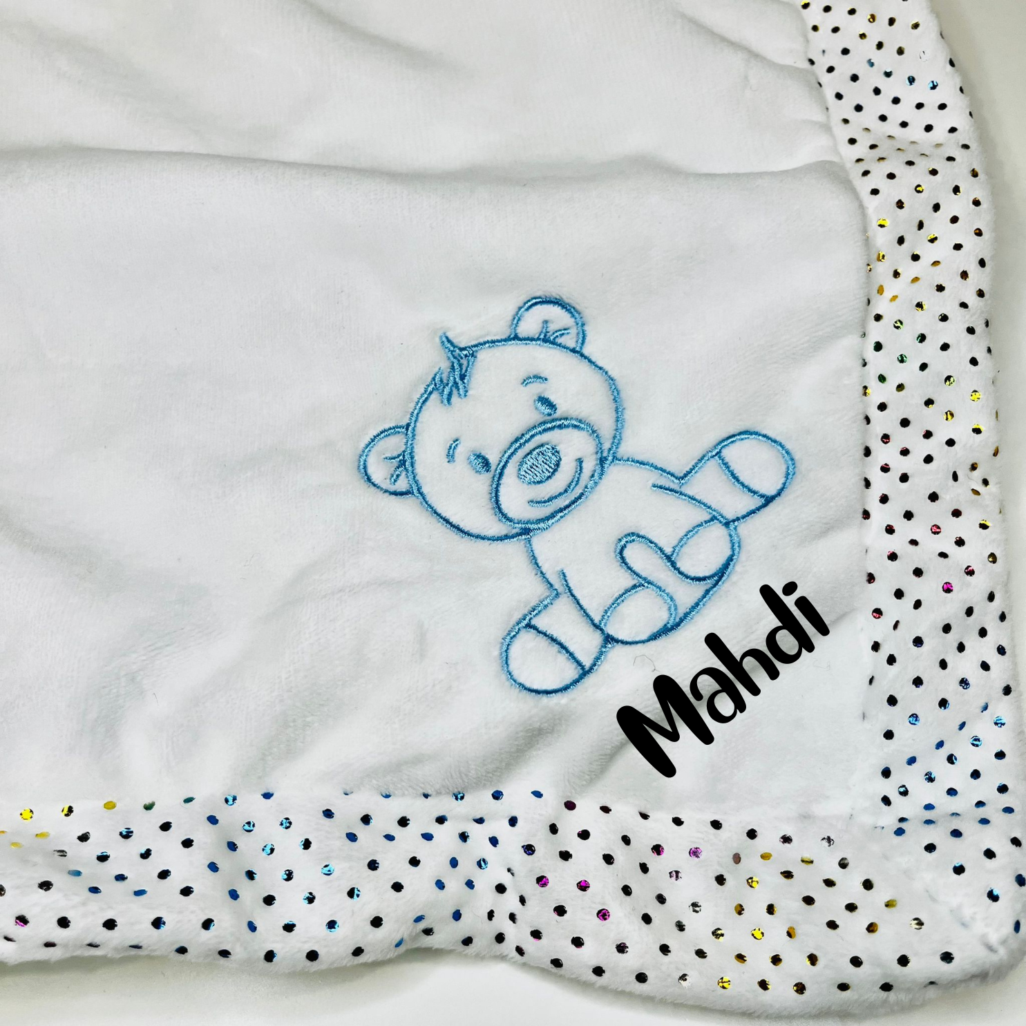 Personalized Blue Minky Baby Comforter | Custom Name Security Blanket for Newborns