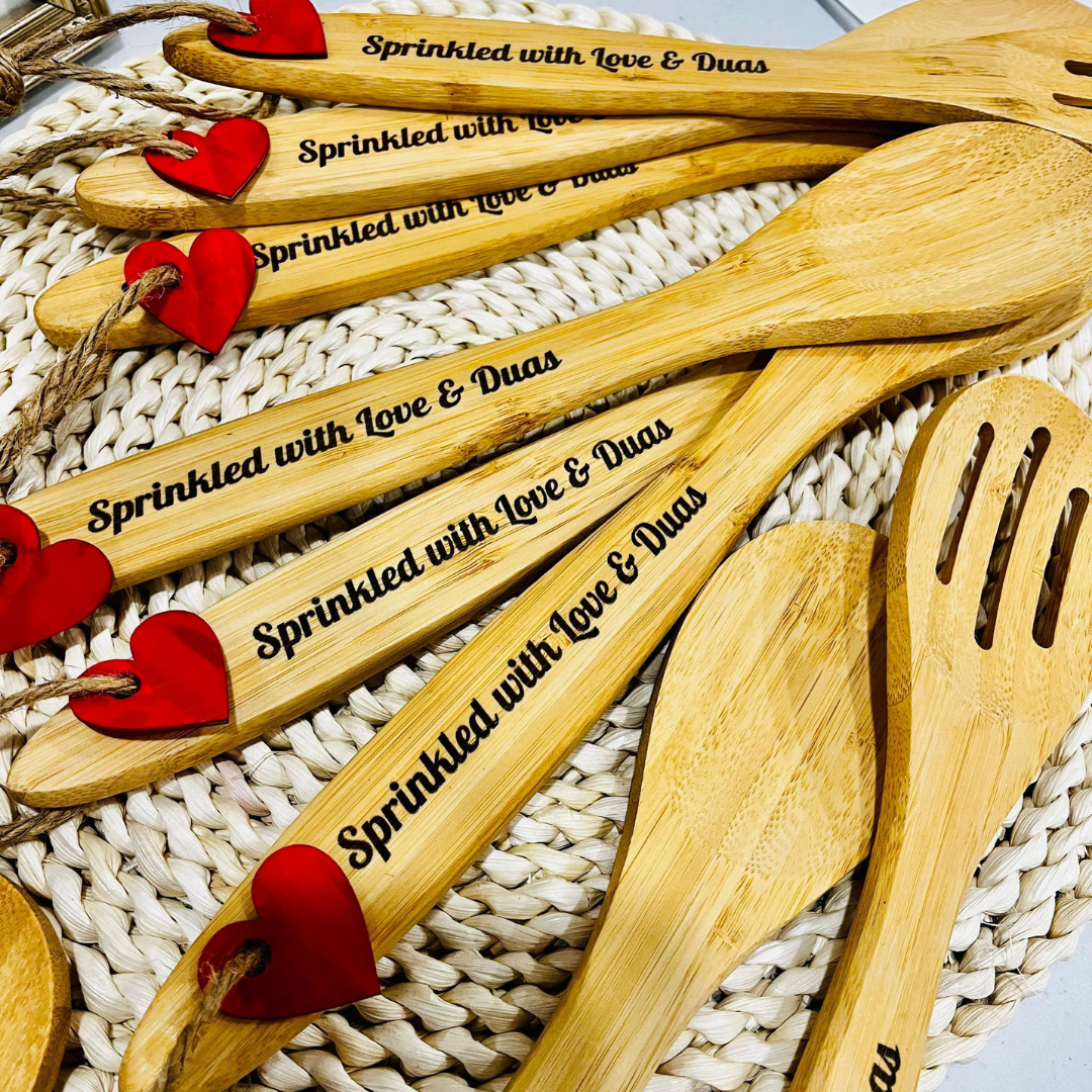 Sprinkled with Love and Duas Engraved Wooden Decor, Unique Kitchen Decor Favors