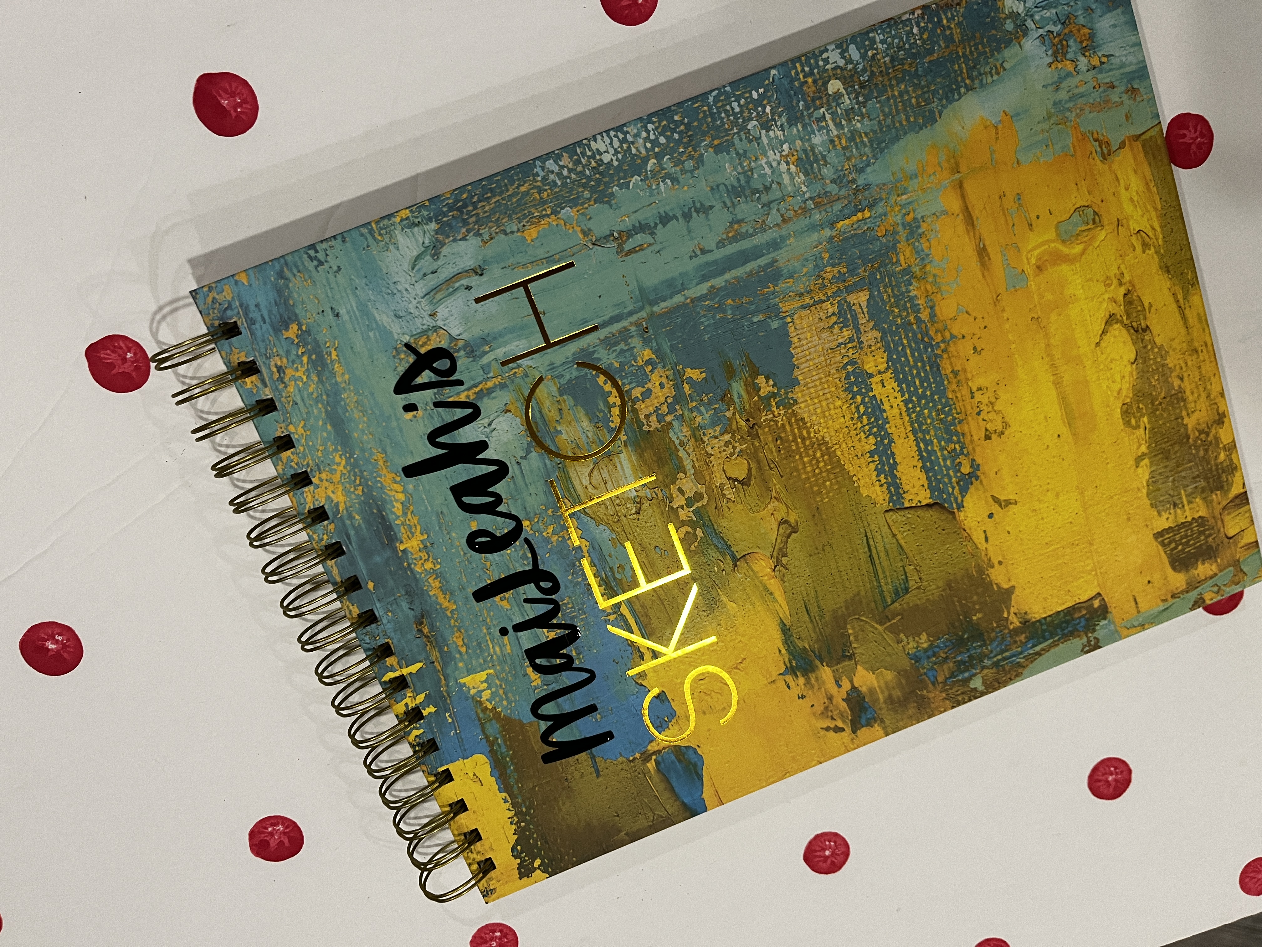 Personalized Gold Embossed Sketchbook Gift for Artist,  Hardcover Sketchbook for Down Syndrome, Custom Spiral Bound Drawing book Gift her