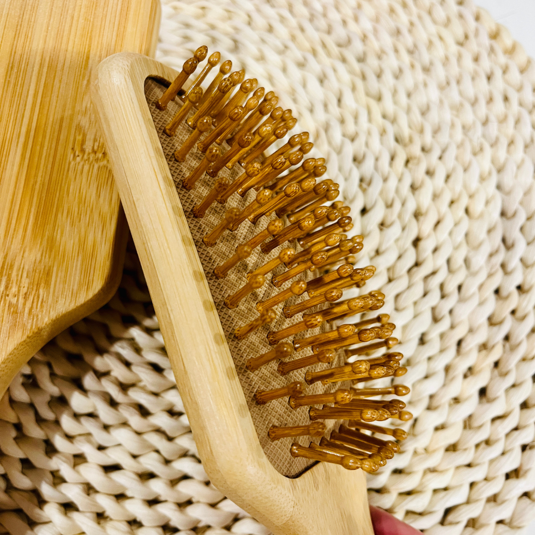 Custom Birth flower Bamboo Paddle Hair Brush