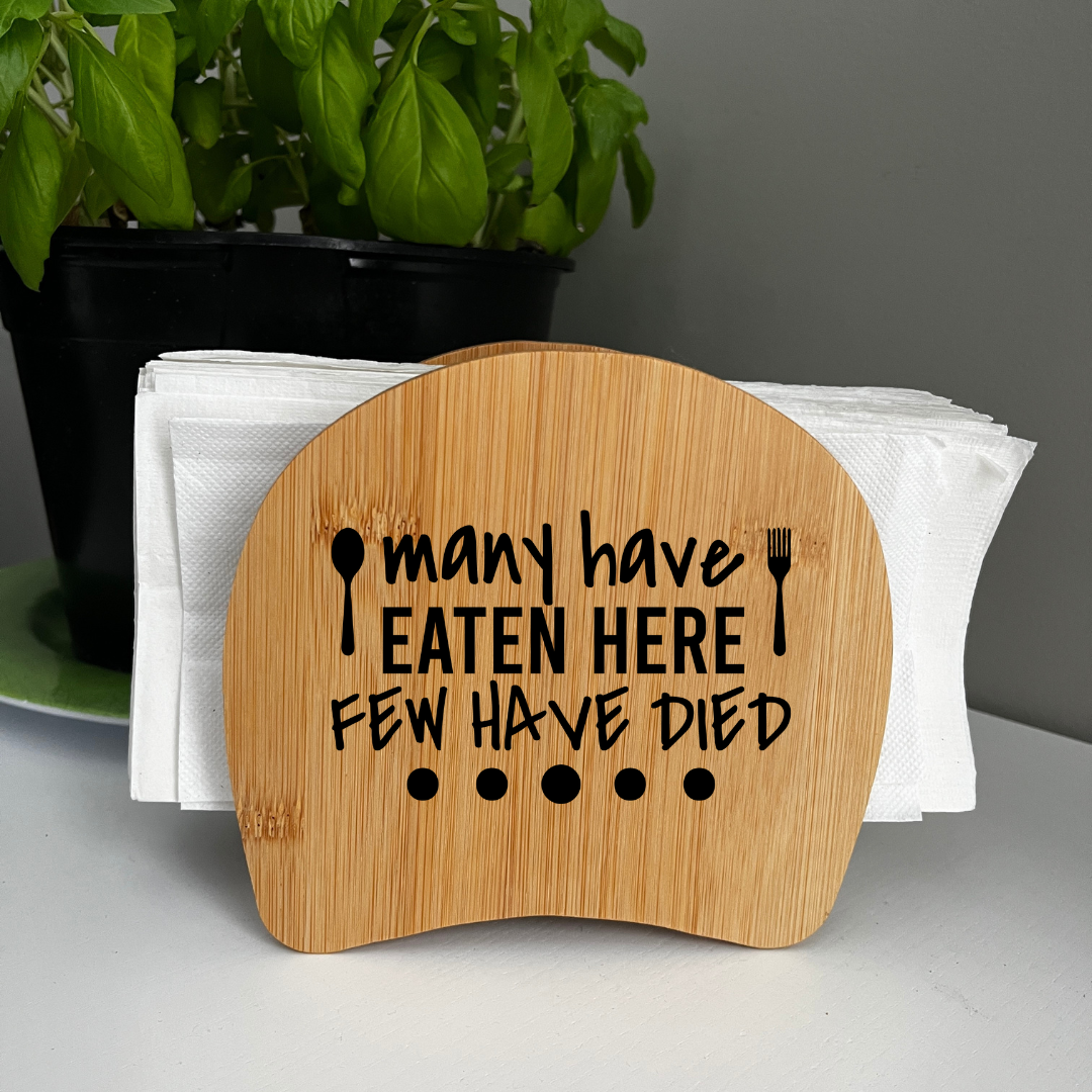 Funny Bamboo Napkin Holder for Mom – Laser-Engraved Wooden Holder for Thanksgiving & Christmas Table Décor