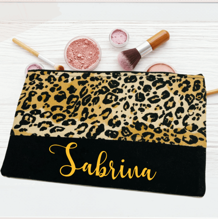 Personalized Leopard pouch, Personalized Gifts, Custom Cheetah zipper pouches, Personalized pencil pouch, Christmas Gifts, Stocking Stuffer