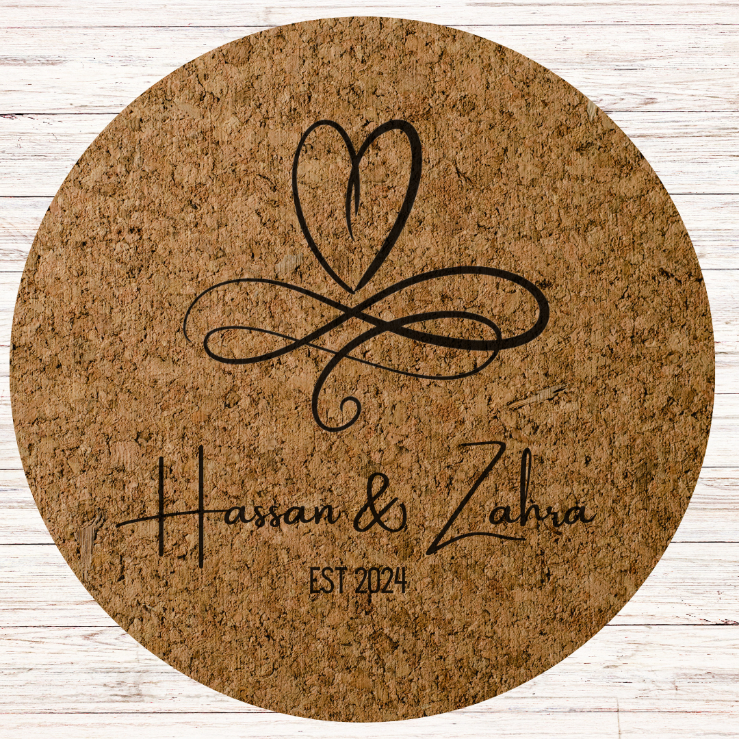 Family Name Engraved Cork Hot Mat Housewarming Kitchen Gift – Heat-Resistant Trivet for Kitchen & Dining