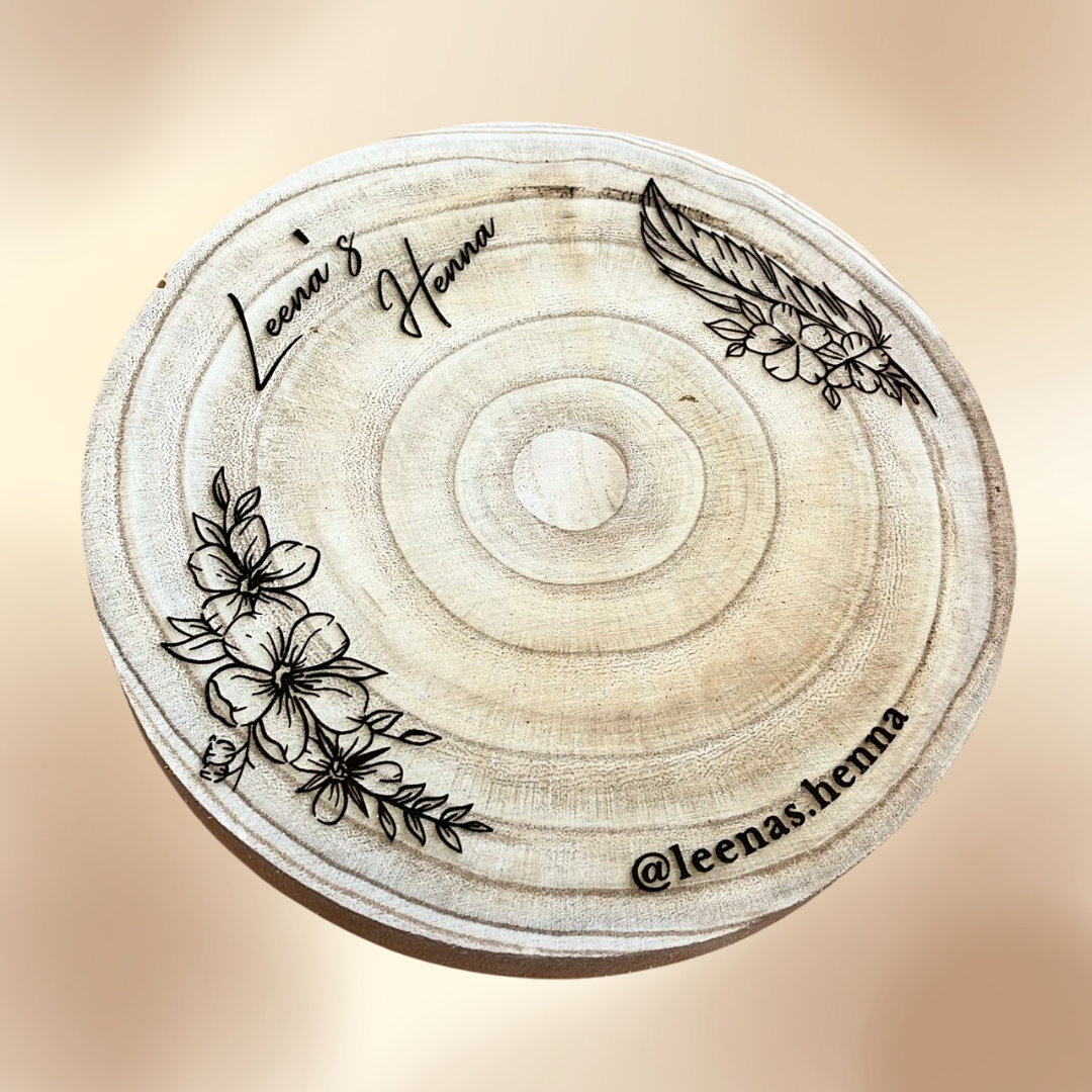 Henna Application Platform with Engraved Business Details