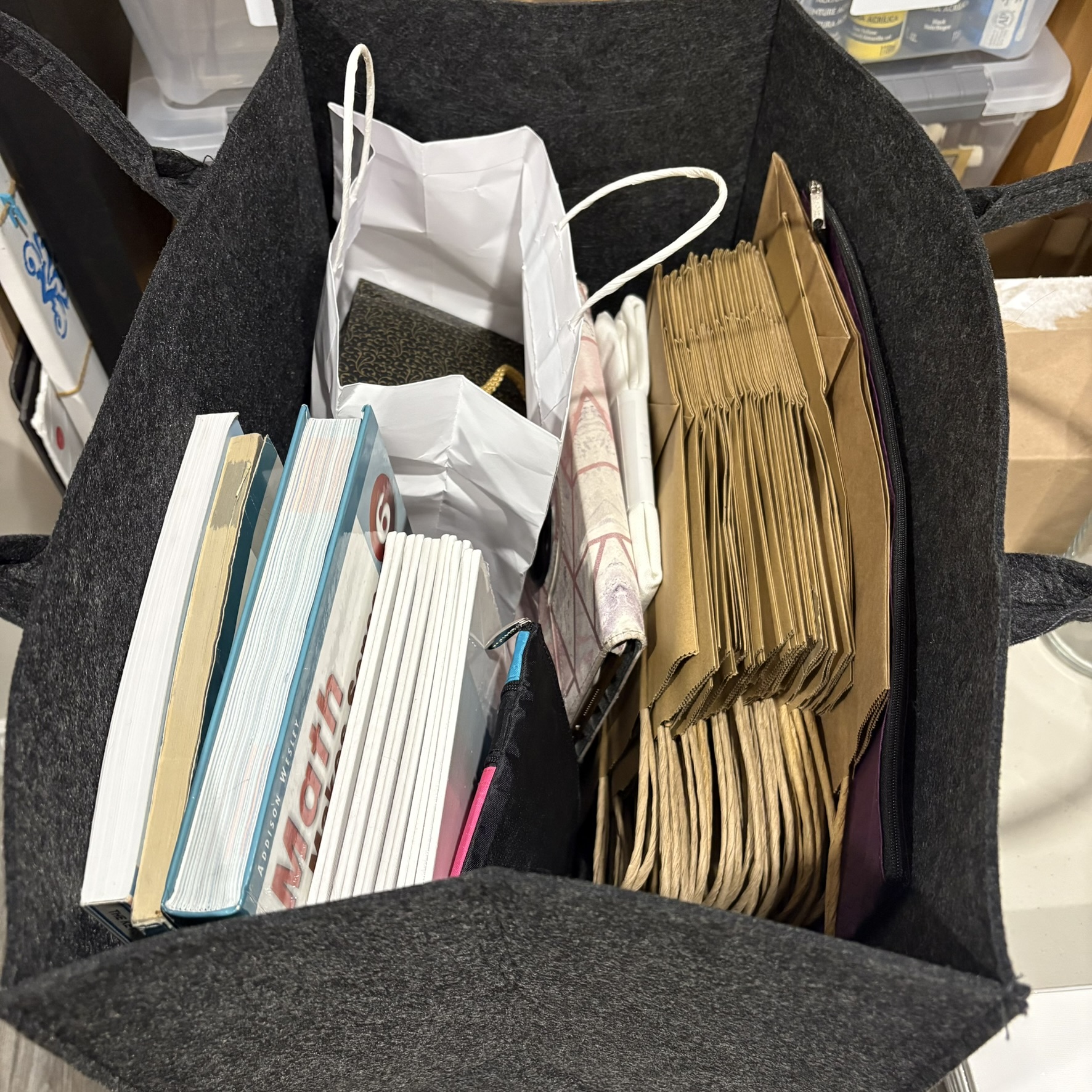 Personalized Large Felt Tote Bag – Heavy Duty Teacher Book Bag with Custom Name