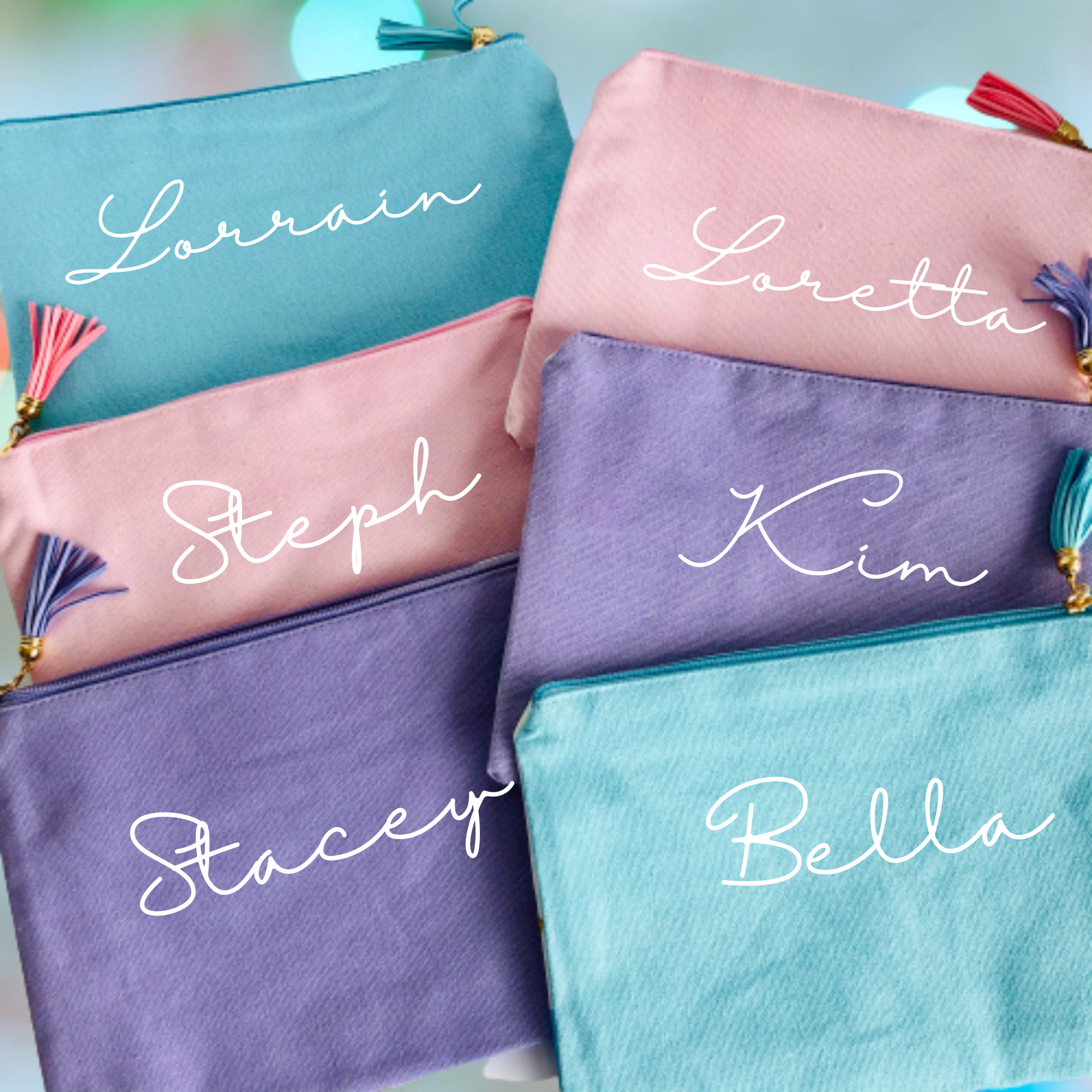 Custom Glitter Zipper Canvas Pouch, Cute Pencil Case kids, Personalized Name Girls Mermaid Pencil Case, Magical Custom Kids Pencil Pouch Bag