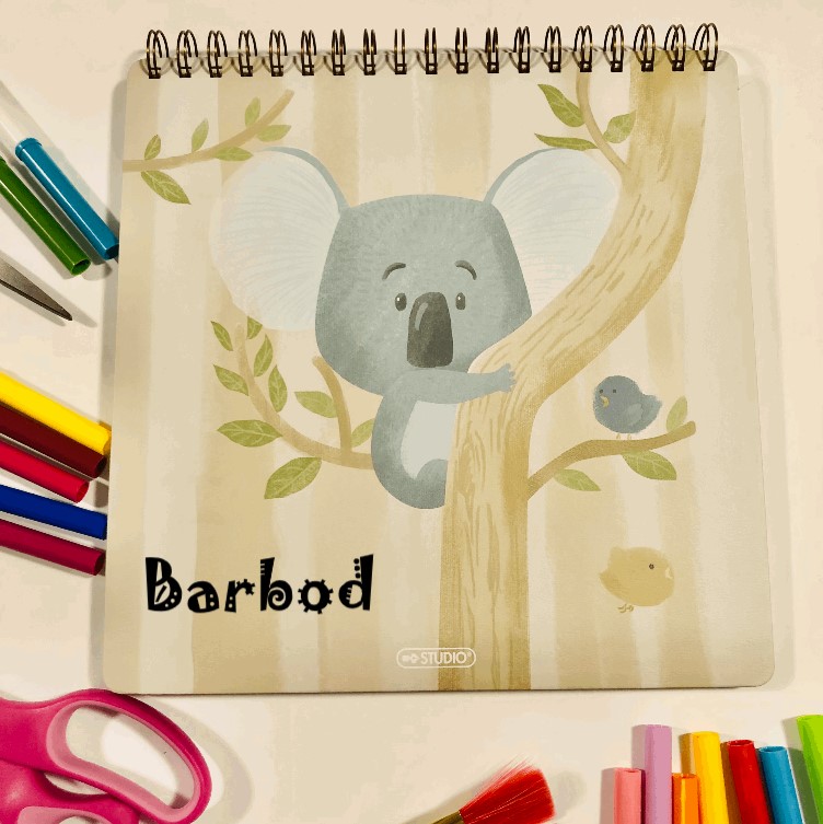 Personalized Koala Sketchbook for Kids, Drawing Book, Custom Kids Gift Doodle Book