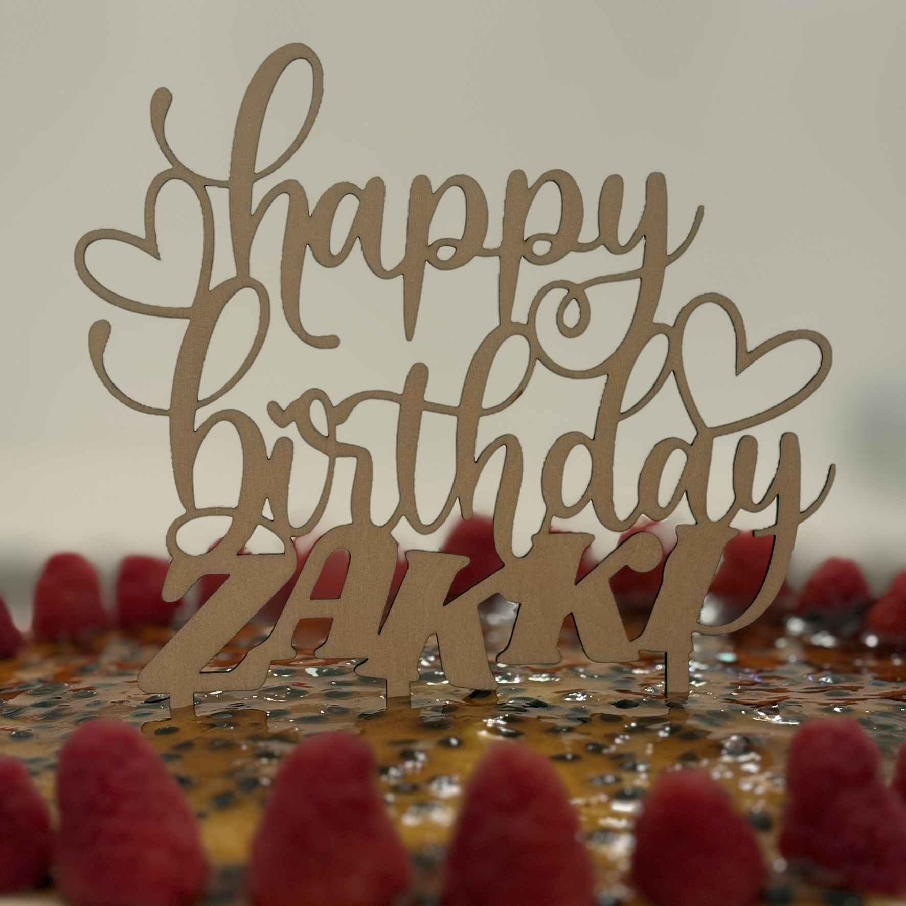 Custom Name Happy Birthday Wooden Cake Topper – Personalized Laser Cut Birthday Party Decoration