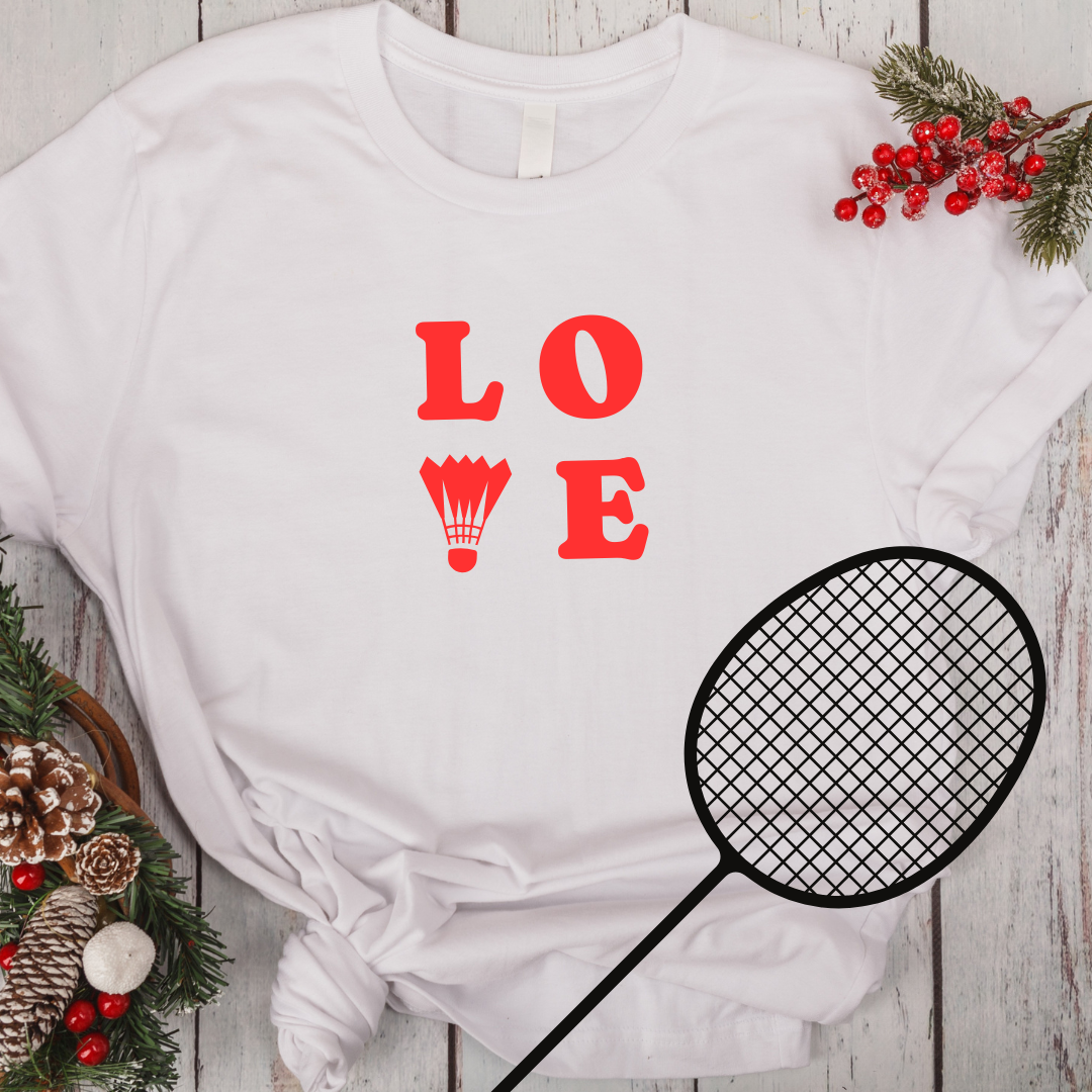 Badminton LOVE Graphic T-Shirt for Badminton Enthusiasts