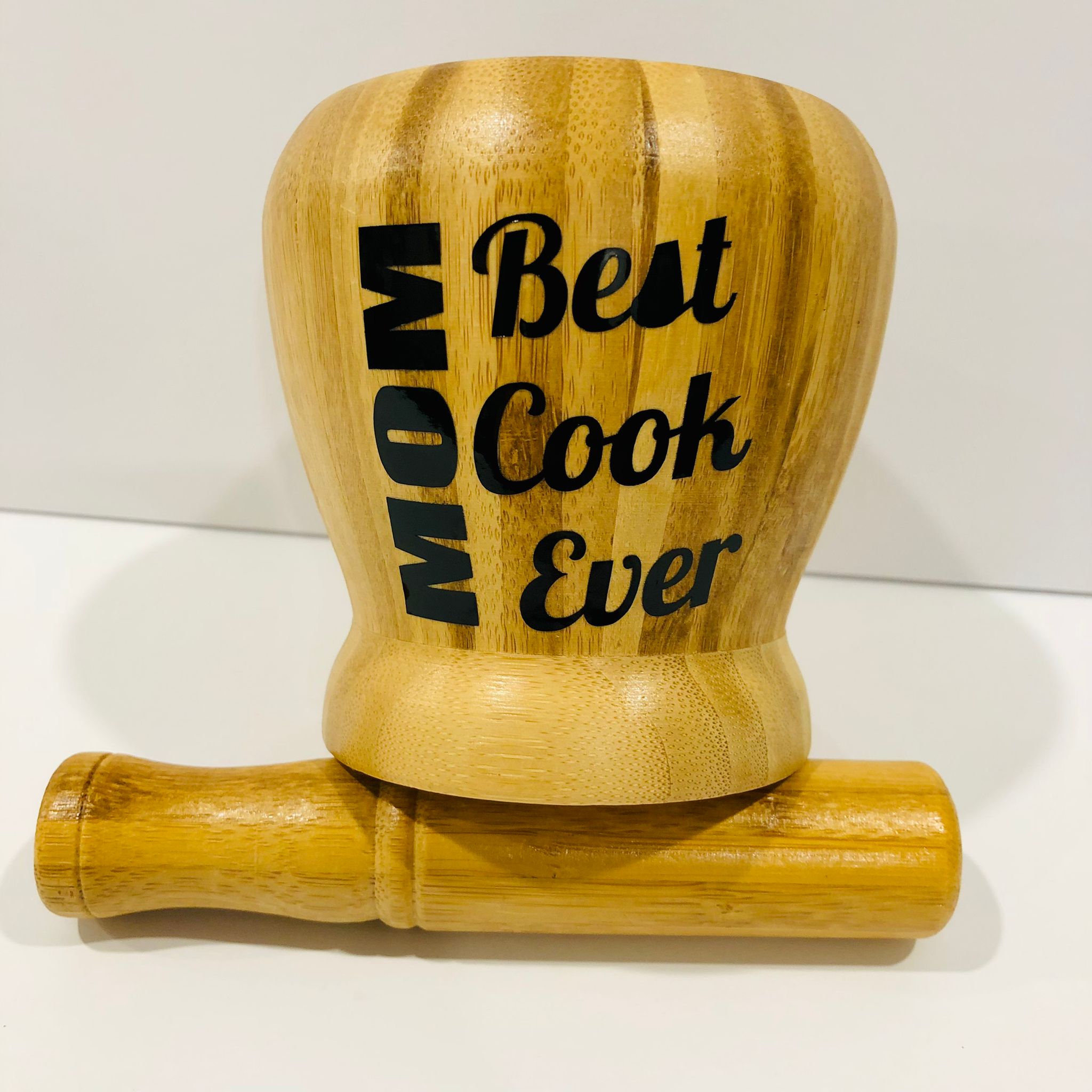 Custom Bamboo Mortar and Pestle Gift for Mom