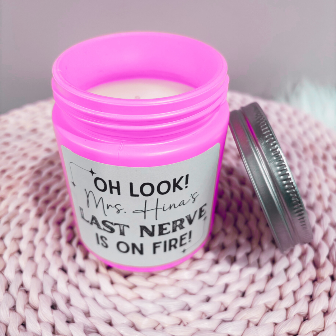 Custom Funny Teacher Candle Sticker - Oh Look! Ms Hina's Last Nerve is On Fire