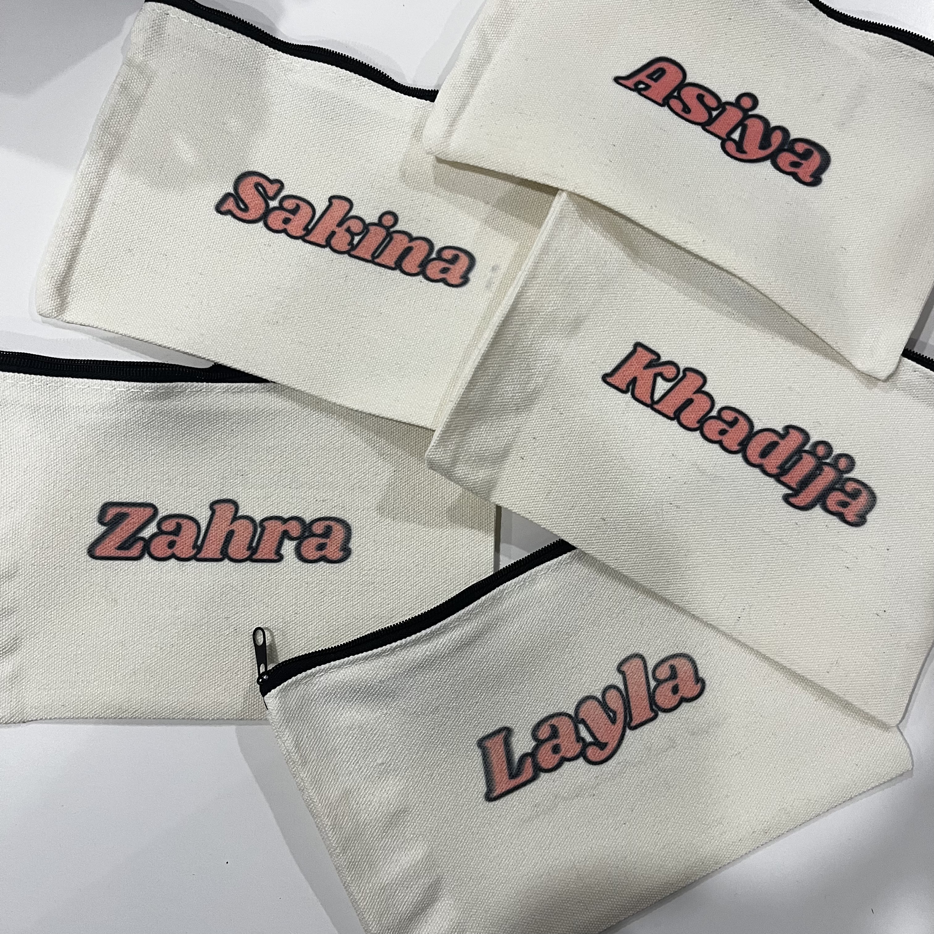 Custom Name Canvas Zipper Pouches