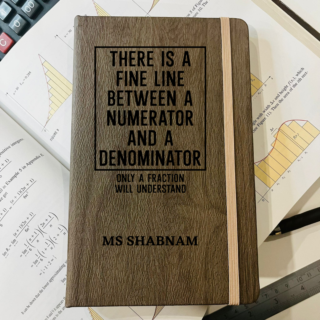 Personalized Funny Math Teacher Journal Gift - Funny Fraction Book