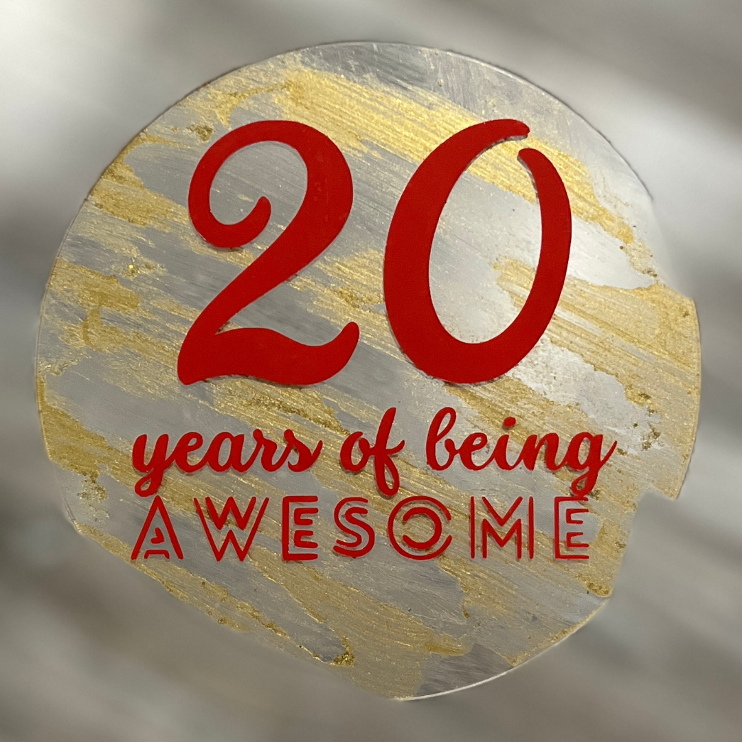 20 Years of Being Awesome Acrylic Cake Topper – 20th Birthday Milestone Decoration, Party Cake Topper, Customizable Birthday Cake Accessory