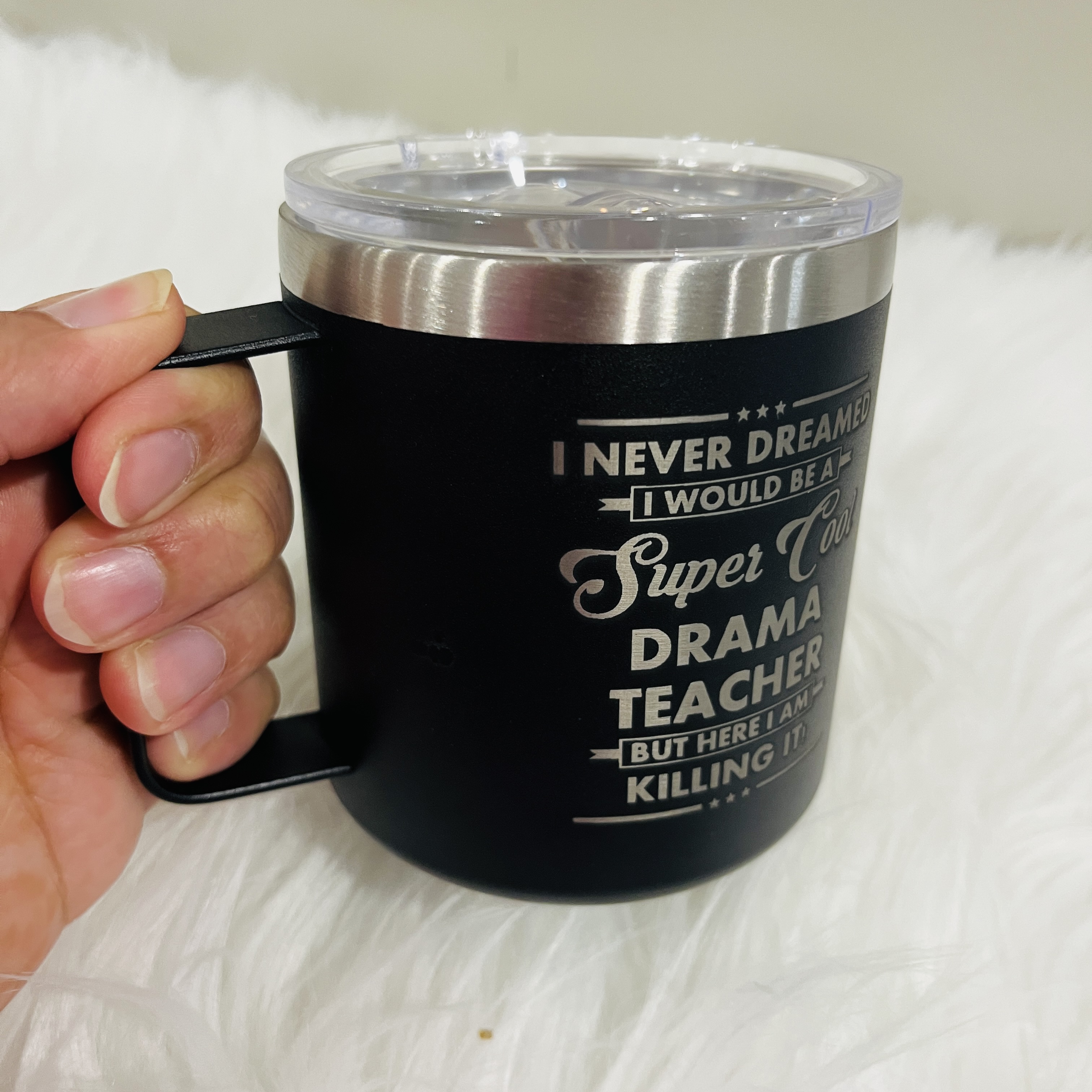 Custom Engraved Tumbler for Drama Teacher