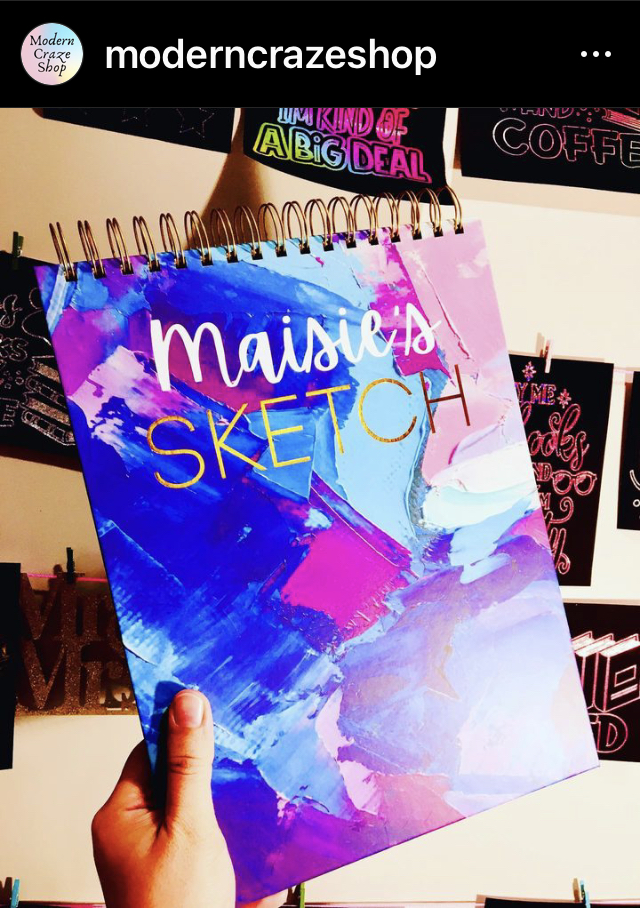 Personalized Gold Embossed Sketchbook Gift for Artist,  Hardcover Sketchbook for Down Syndrome, Custom Spiral Bound Drawing book Gift her