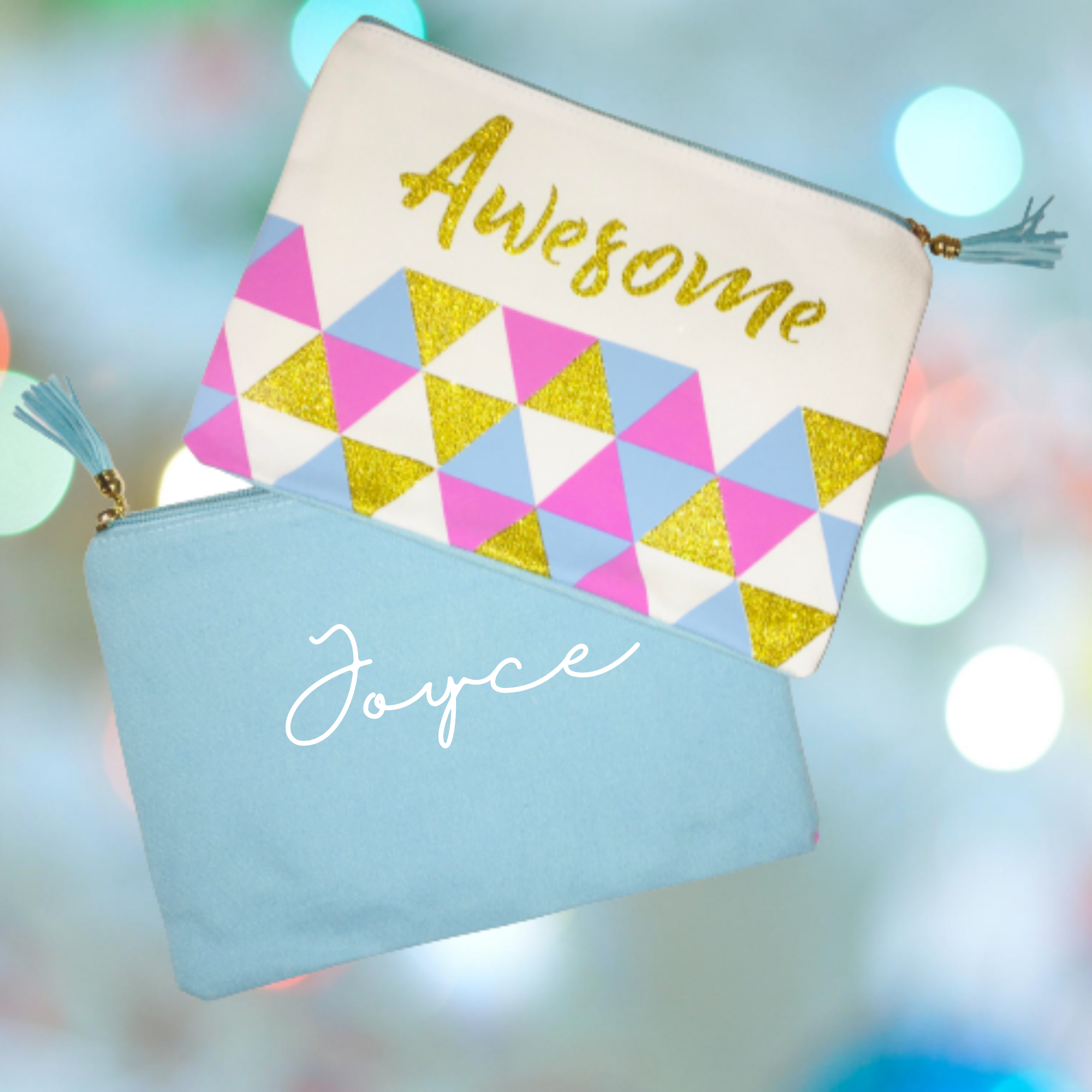 Custom Glitter Zipper Canvas Pouch, Cute Pencil Case kids, Personalized Name Girls Mermaid Pencil Case, Magical Custom Kids Pencil Pouch Bag