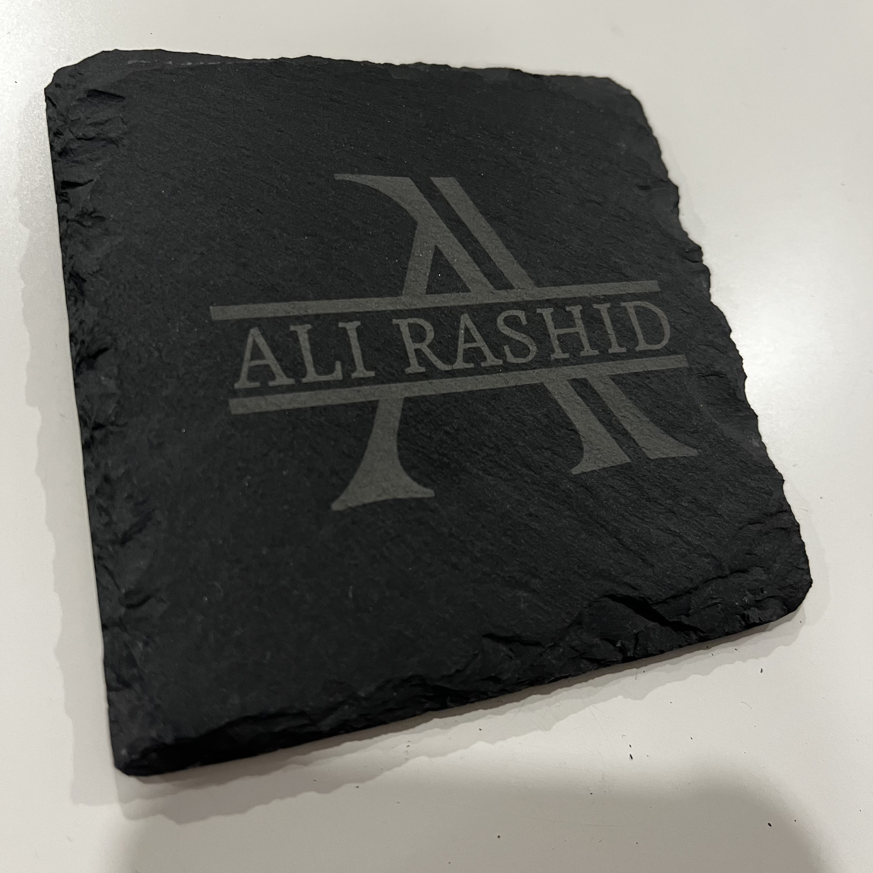 Engraved Monogrammed Rock Slate Coasters
