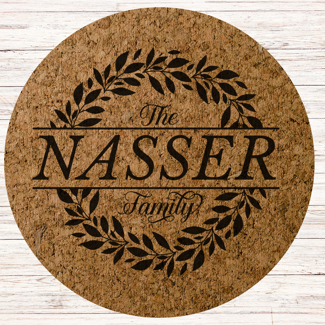 Family Name Engraved Cork Hot Mat Housewarming Kitchen Gift – Heat-Resistant Trivet for Kitchen & Dining