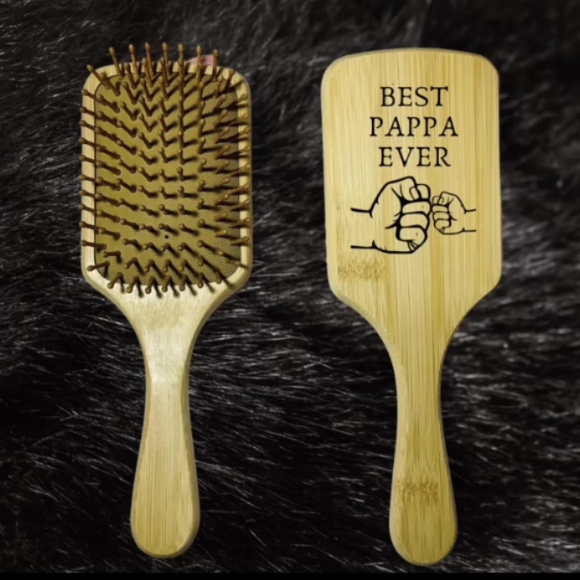Best Pappa Ever Fist bump Engraved Hairbrush for Fathers Day Gift