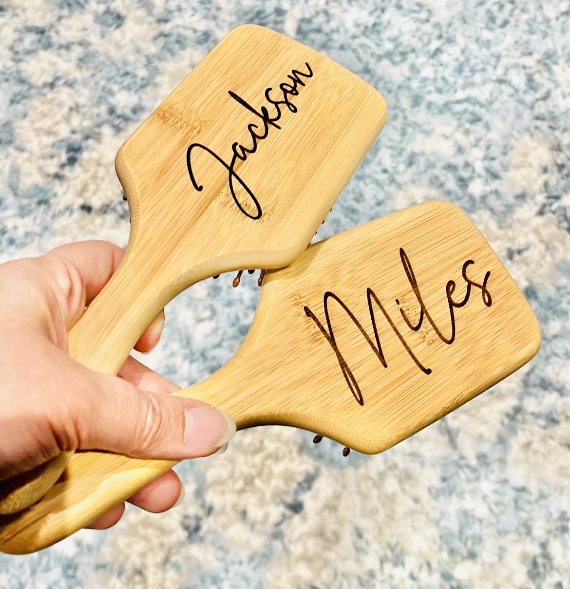 Custom Name Paddle Bamboo Hair Brush