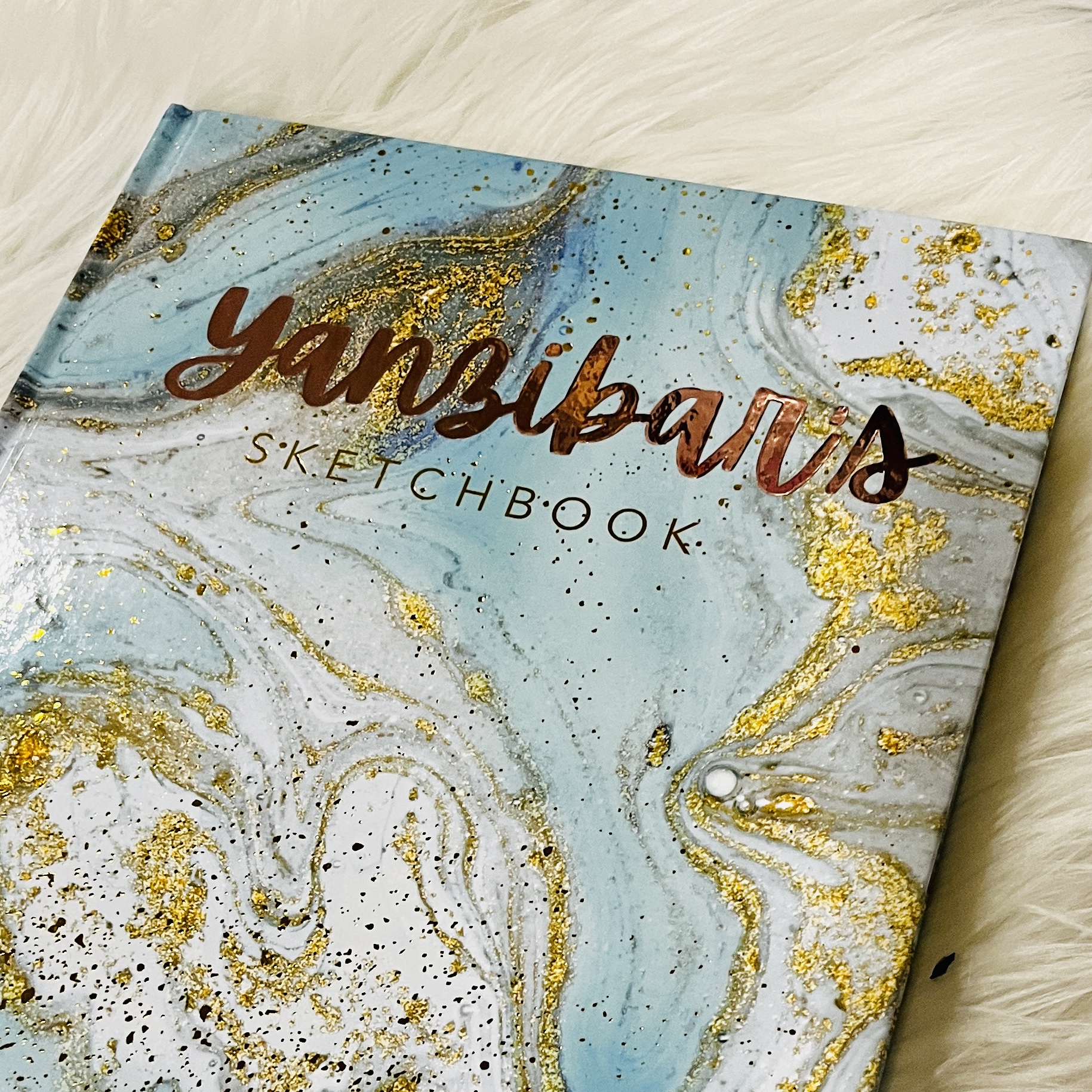 Personalized Blue and Gold Sketchbook, Gold Embossed Drawing Book, Custom Name Vinyl Decal Doodle Book, Personalised Journal Book for her