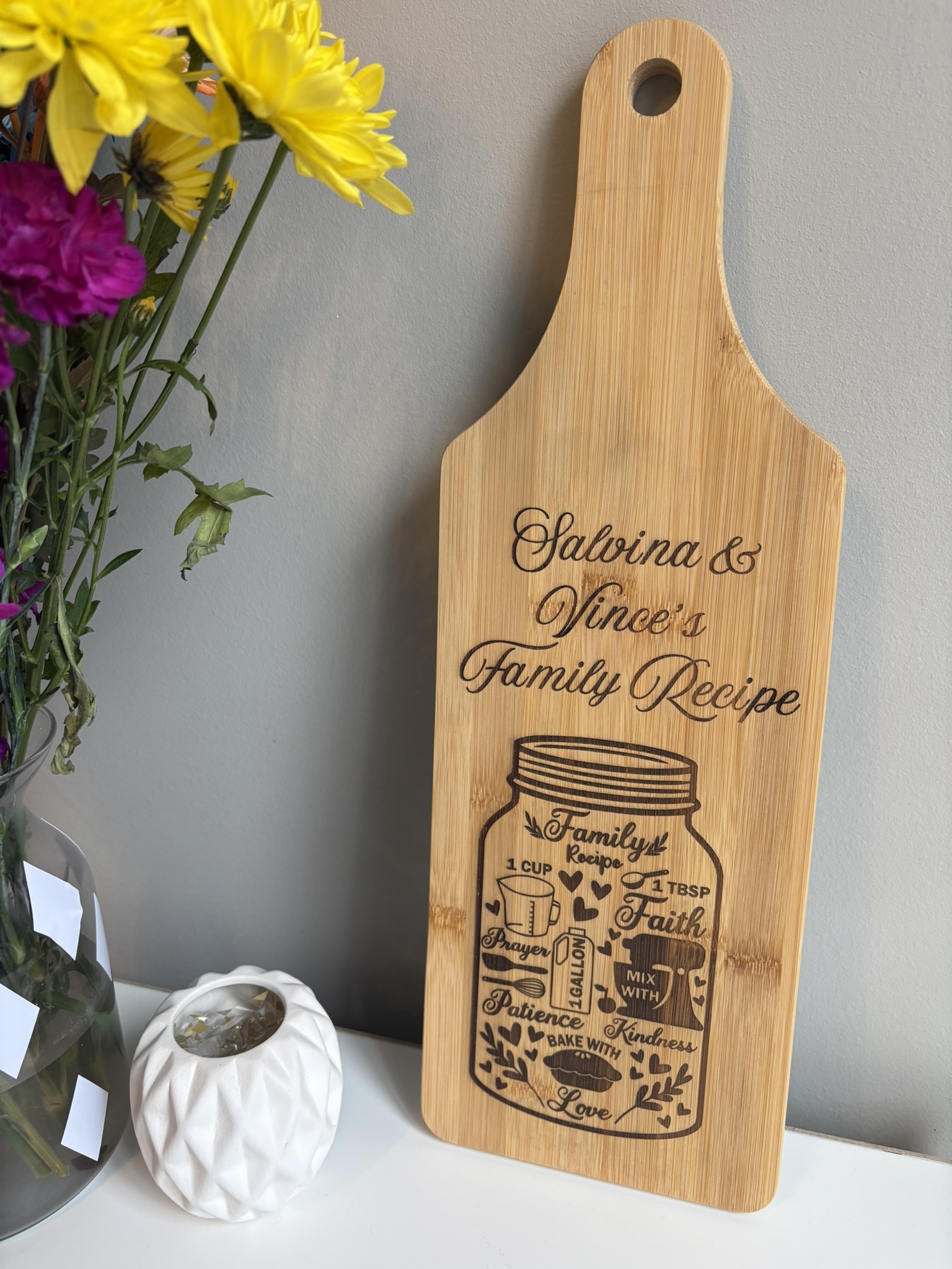 Family Recipe Laser Engraved Charcuterie Serving Board Gift