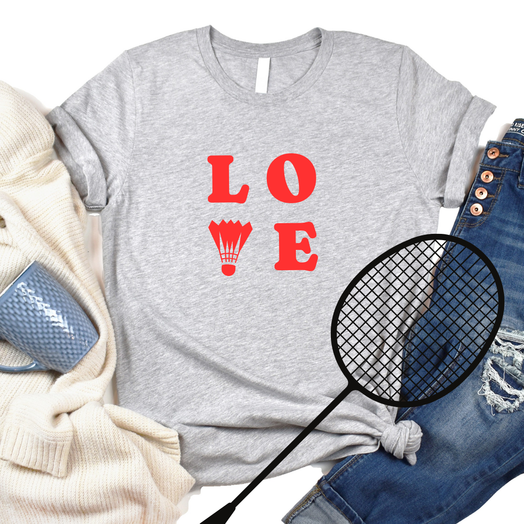 Badminton LOVE Graphic T-Shirt for Badminton Enthusiasts