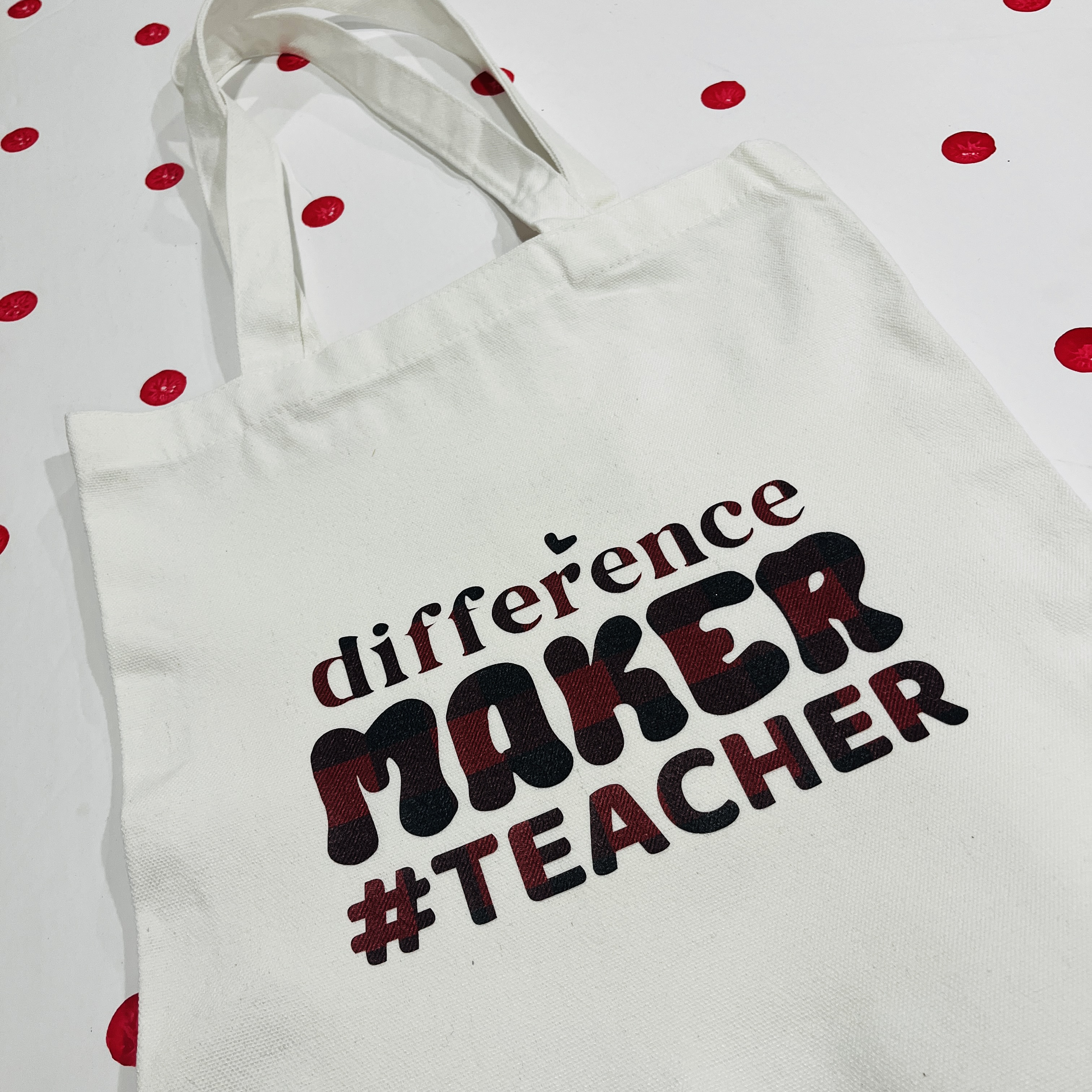 Difference Maker #Teacher Tote Bag – Inspirational Cotton Canvas Reusable Teacher Gift