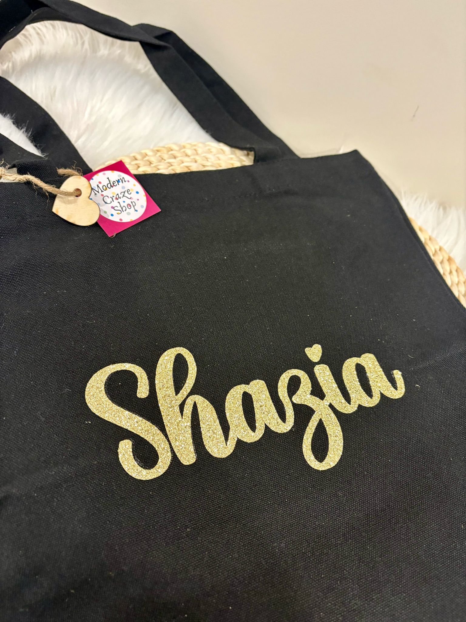 Personalized Cotton Canvas Tote Bag – Custom Name Reusable Shopping & Gift Bag