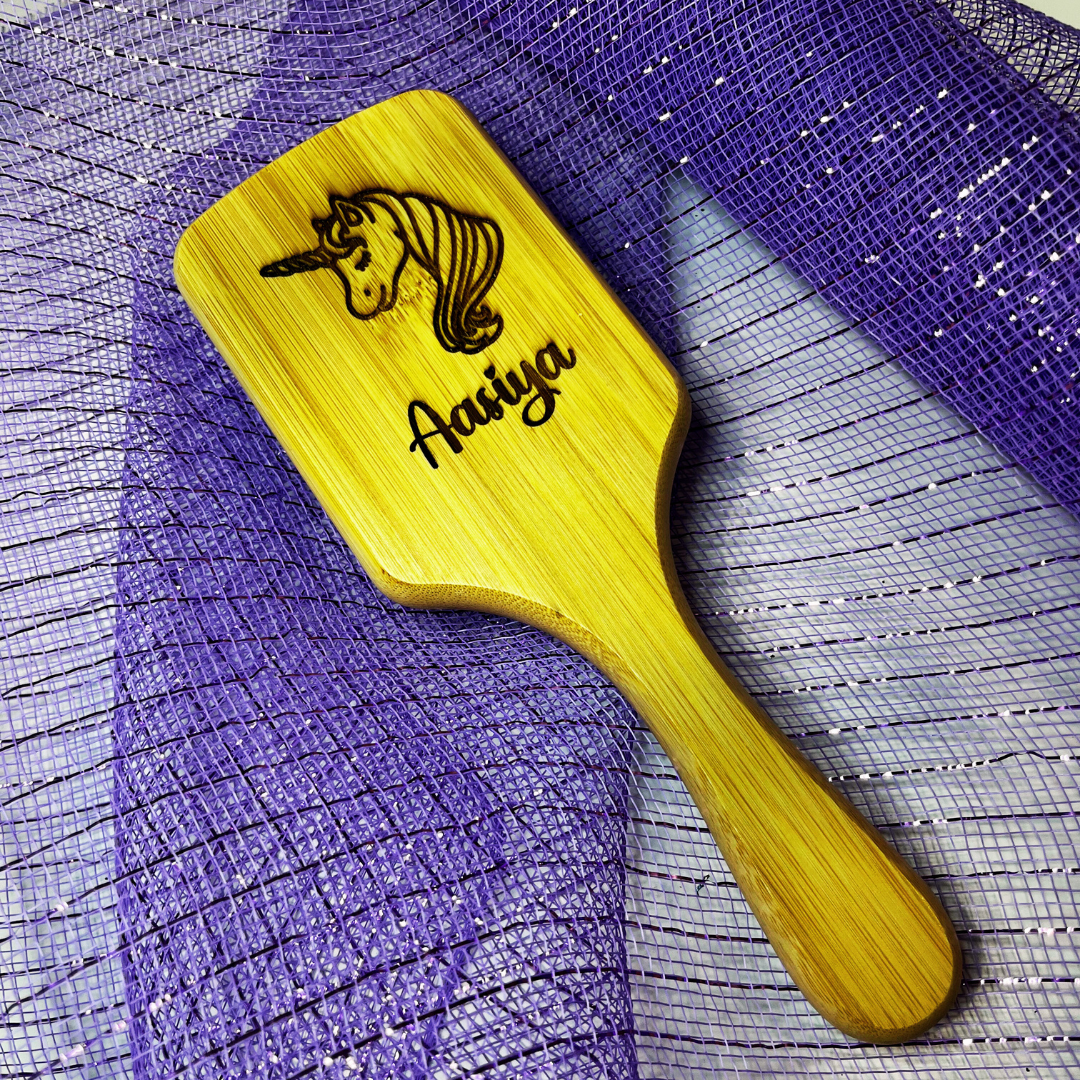 Personalized Unicorn Wooden Hair Brush