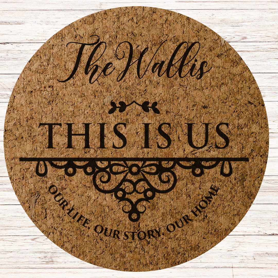 Family Name Engraved Cork Hot Mat Housewarming Kitchen Gift – Heat-Resistant Trivet for Kitchen & Dining