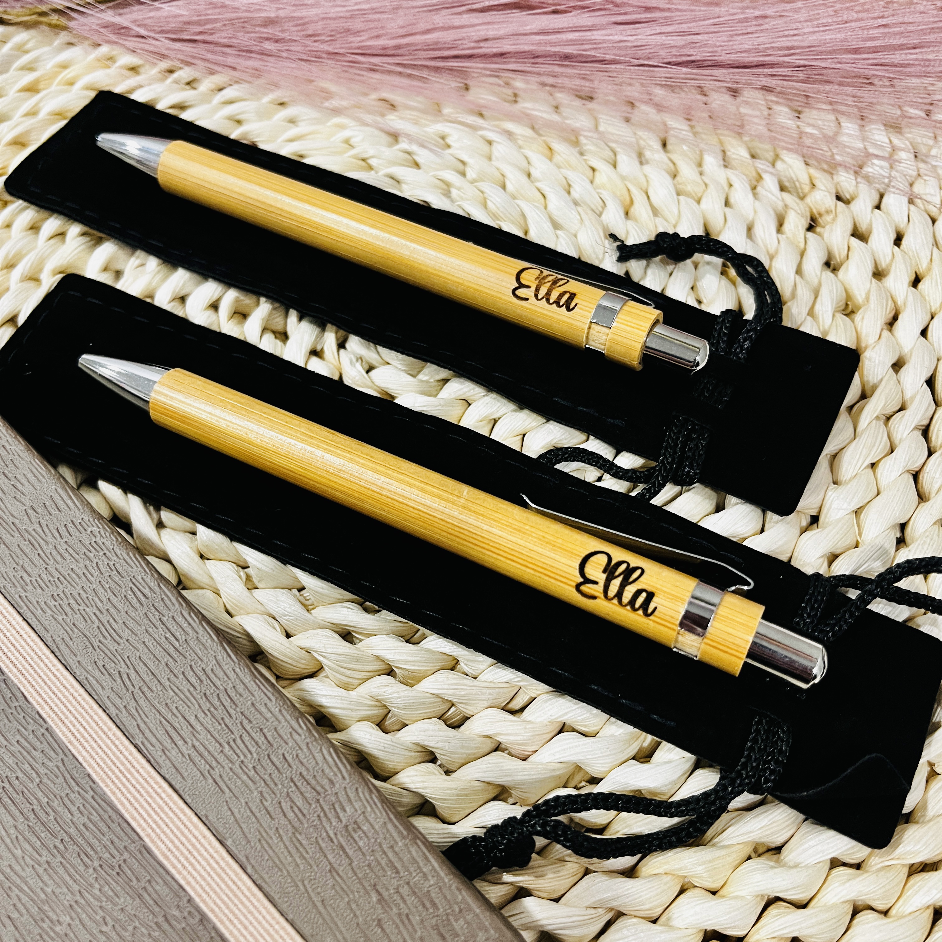 Custom Name Engraved Pen Gifts in Velvet Pouch